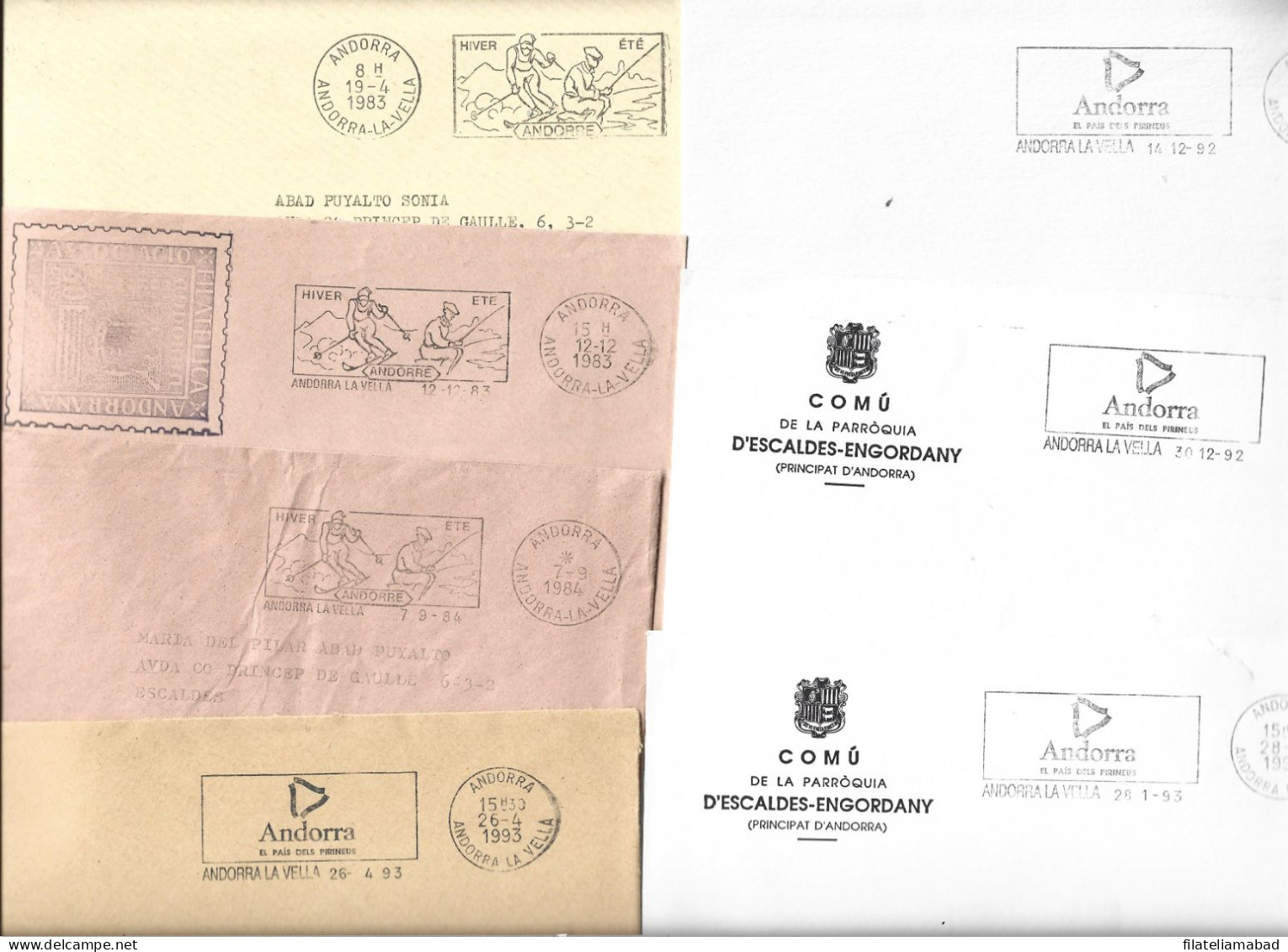 ANDORRA LOTE DE 15 CARTAS CIRCULADAS FLMES PUBICITARIS CUAN EN ANDORRA NO SE USABAN SELLOS PARA EL FRANQUEO (S.5) - Covers & Documents