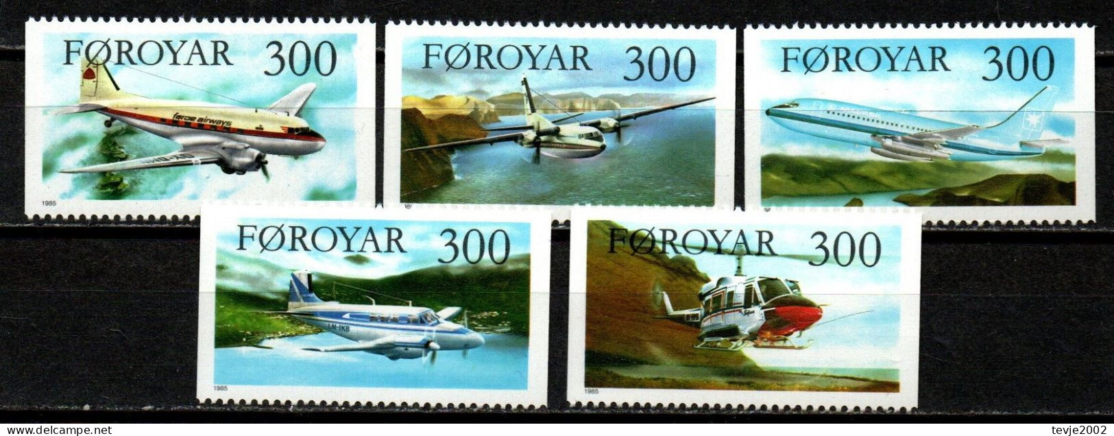 Färöer 1985 - Mi.Nr. 125 - 129 - Postfrisch MNH - Flugzeuge Airplanes - Airplanes