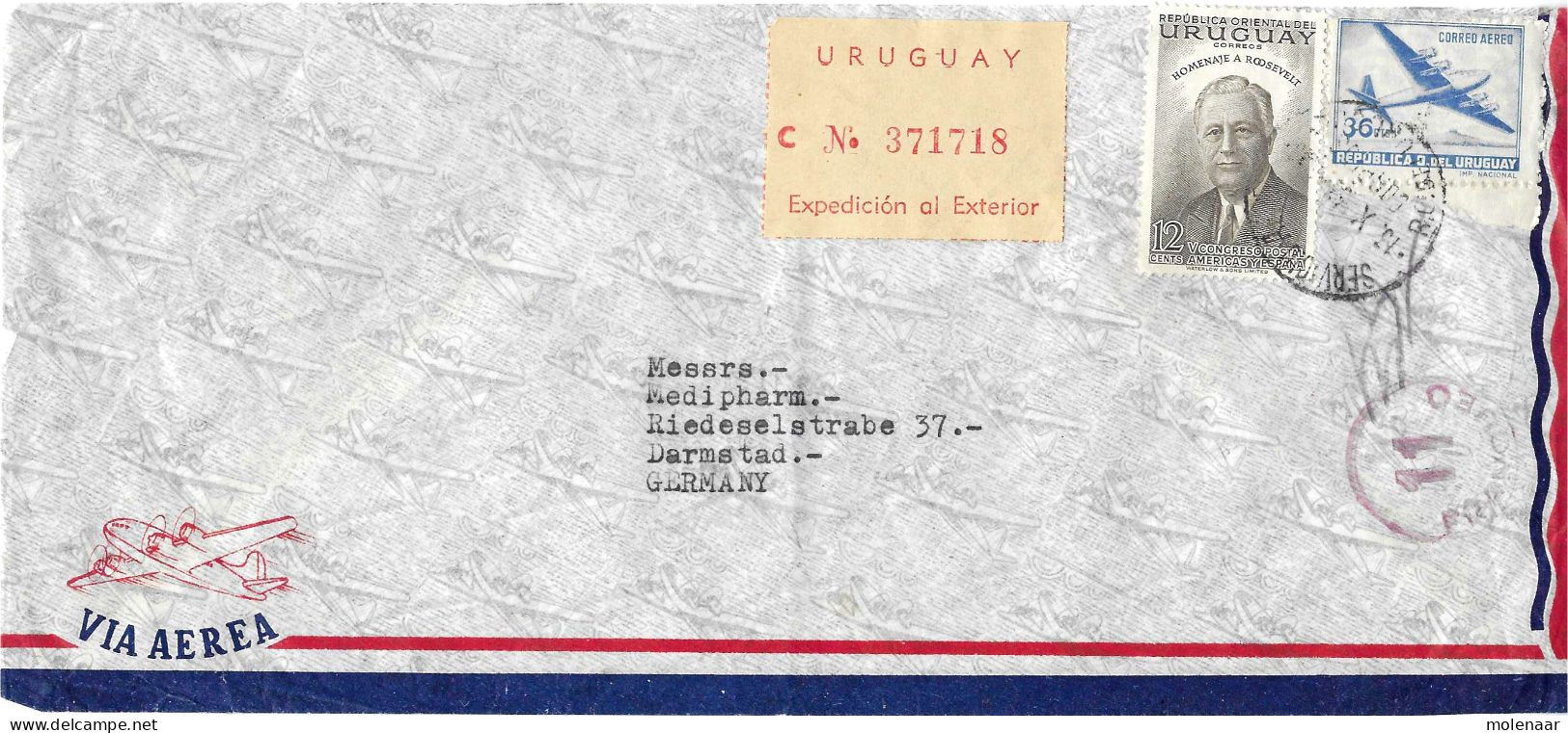 Postzegels > Amerika > Uruguay >aangetekende Luchtpostbrief  Met 2 Postzegels  (17809) - Uruguay