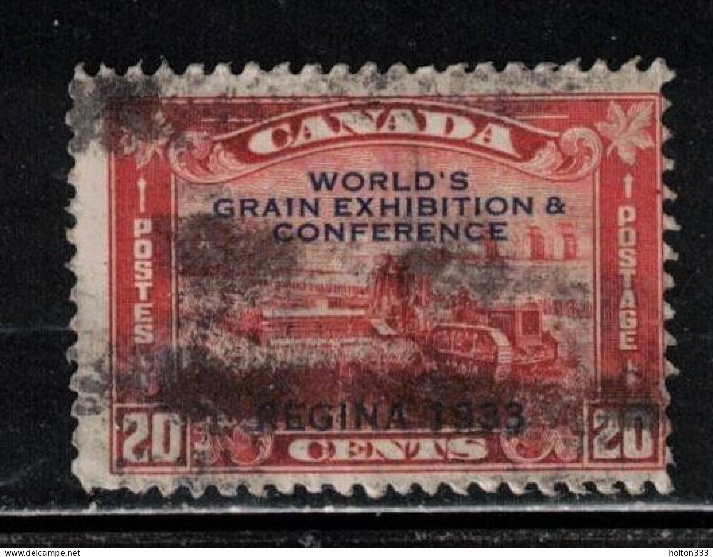 CANADA Scott # 203 Used - Harvesting Wheat With Grain Exhibition Overprint - Used Stamps