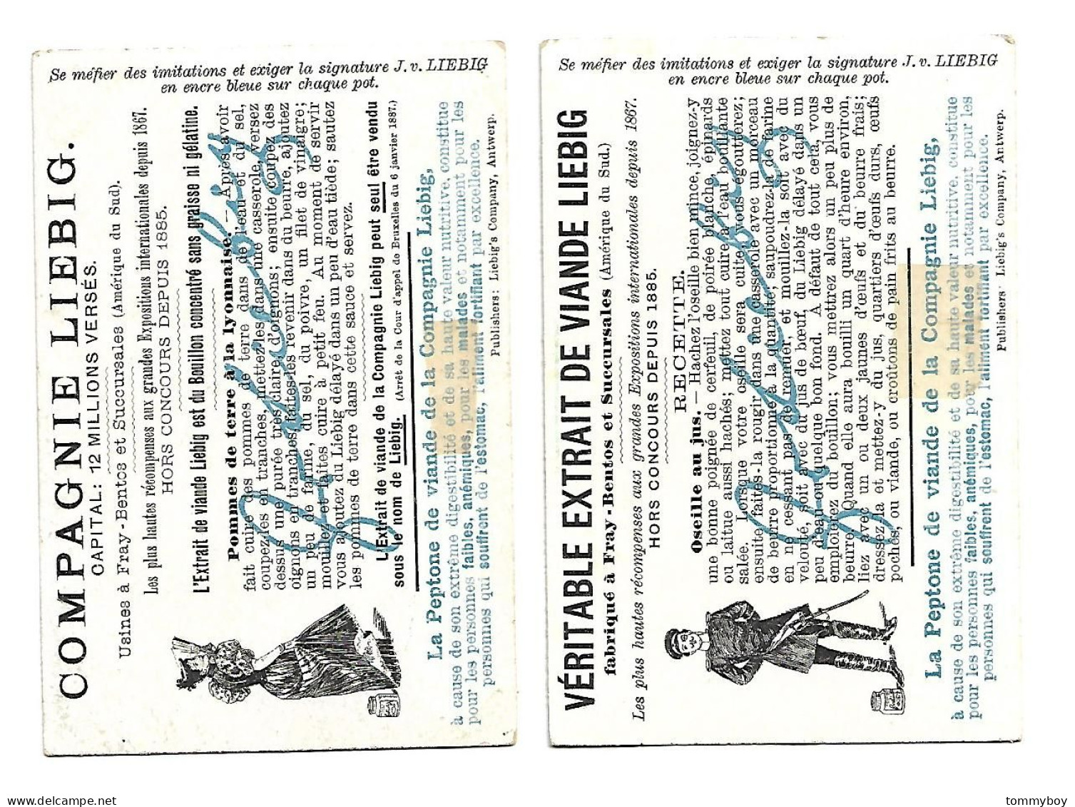 S 535, Liebig 6 Cards, Les Cinq Sens (stickers On The Backsides) (  (ref B11) - Liebig