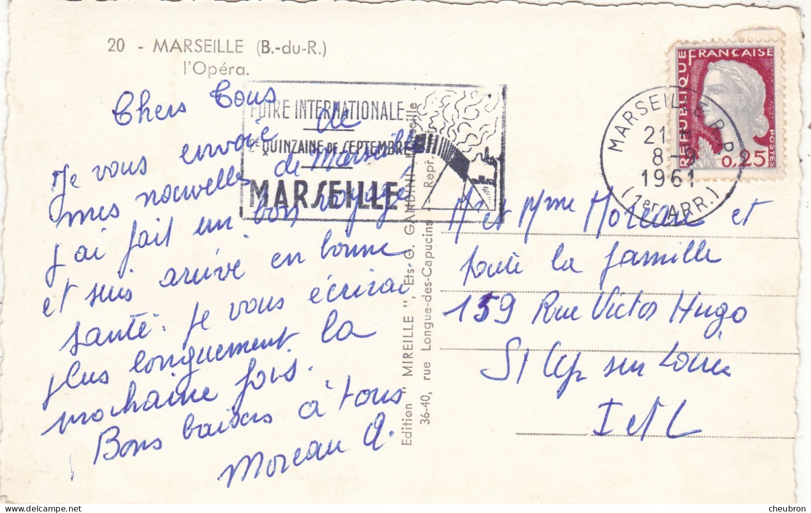 13.  MARSEILLE. CPA.  L'OPERA. ANNEE 1961 + TEXTE - The Canebière, City Centre