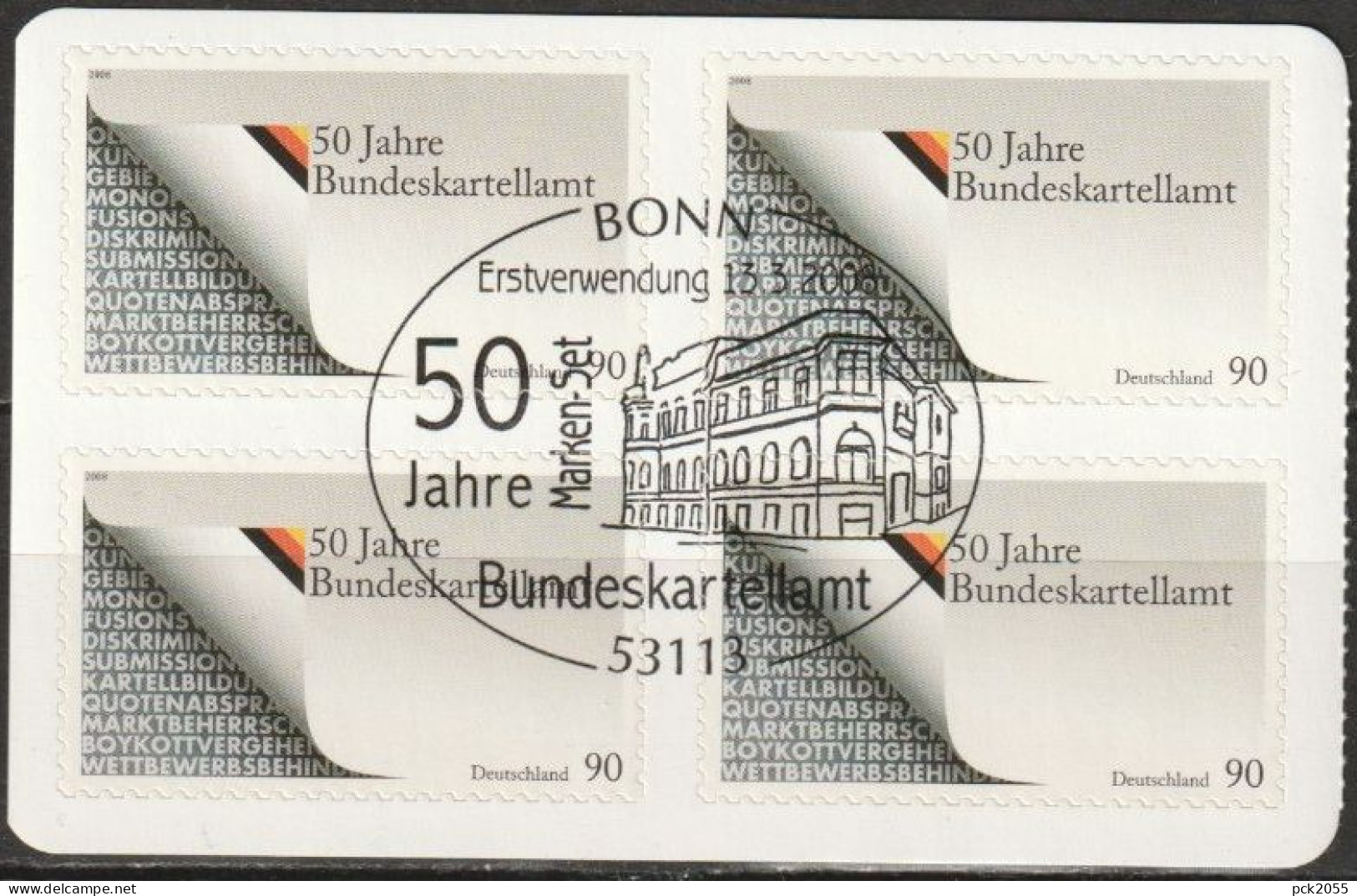 Deutschland 2008 Aus MH 72 50 Jahre Bundeskartellamt Mi-Nr. 2655 4er Block O Gest. EST Bonn ( EK2/3 ) - Gebruikt