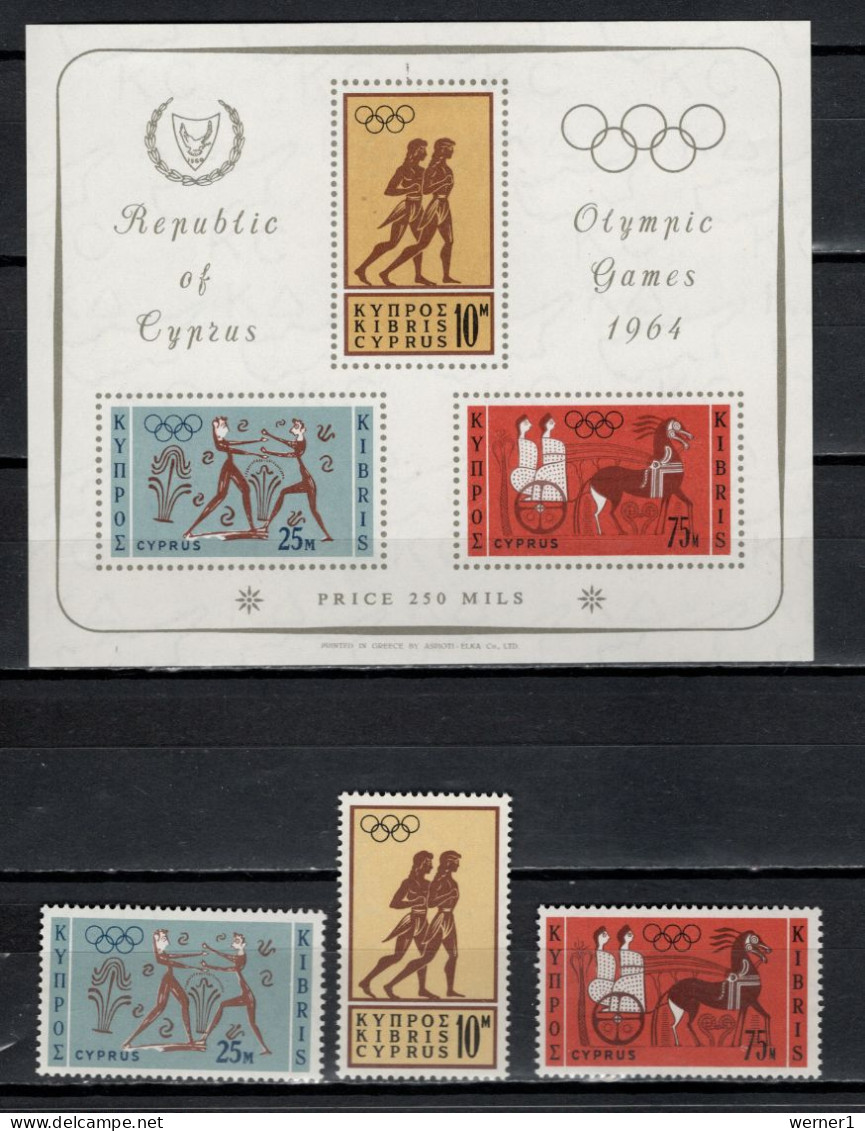 Cyprus 1964 Olympic Games Tokyo, Athletics Set Of 6 + S/s MNH - Ete 1964: Tokyo