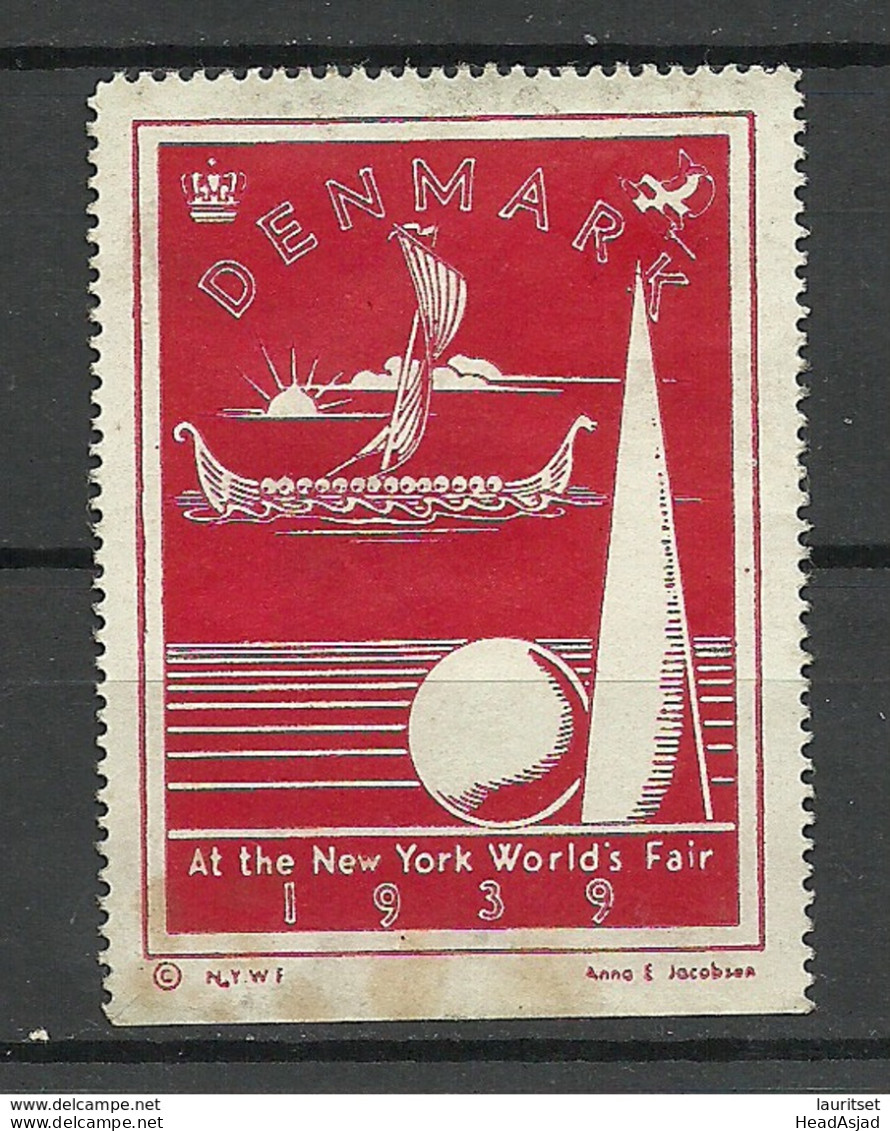 DENMARK USA 1939 New York World Fair Poster Stamp - Erinnofilia