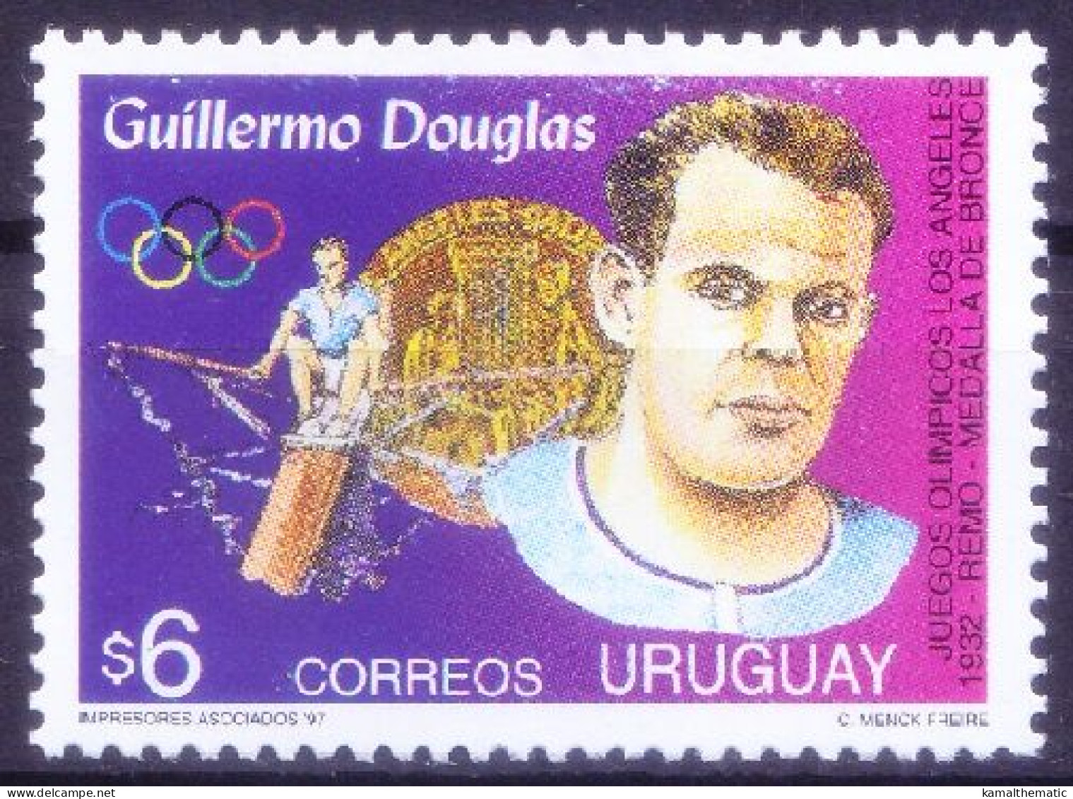 Uruguay 1997 MNH, Guillermo Douglas, Rower, Rowing, Water Sports - Aviron