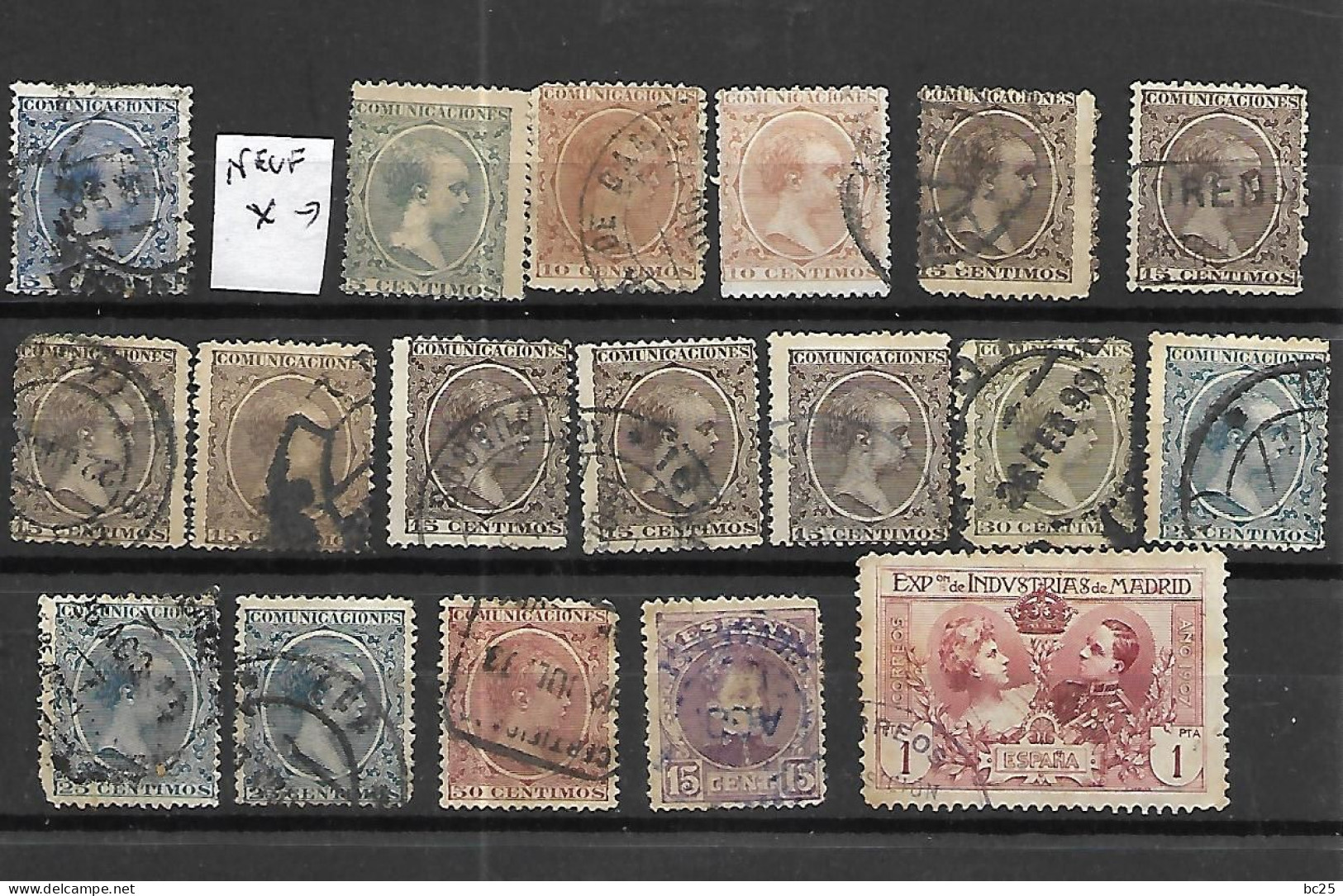 ESPAGNE -18  TRES BEAUX VIEUX TIMBRES DONT 1 NEUF * ET 17 OBLITERES -  PAS EMINCE-DE 1888-89 - Used Stamps