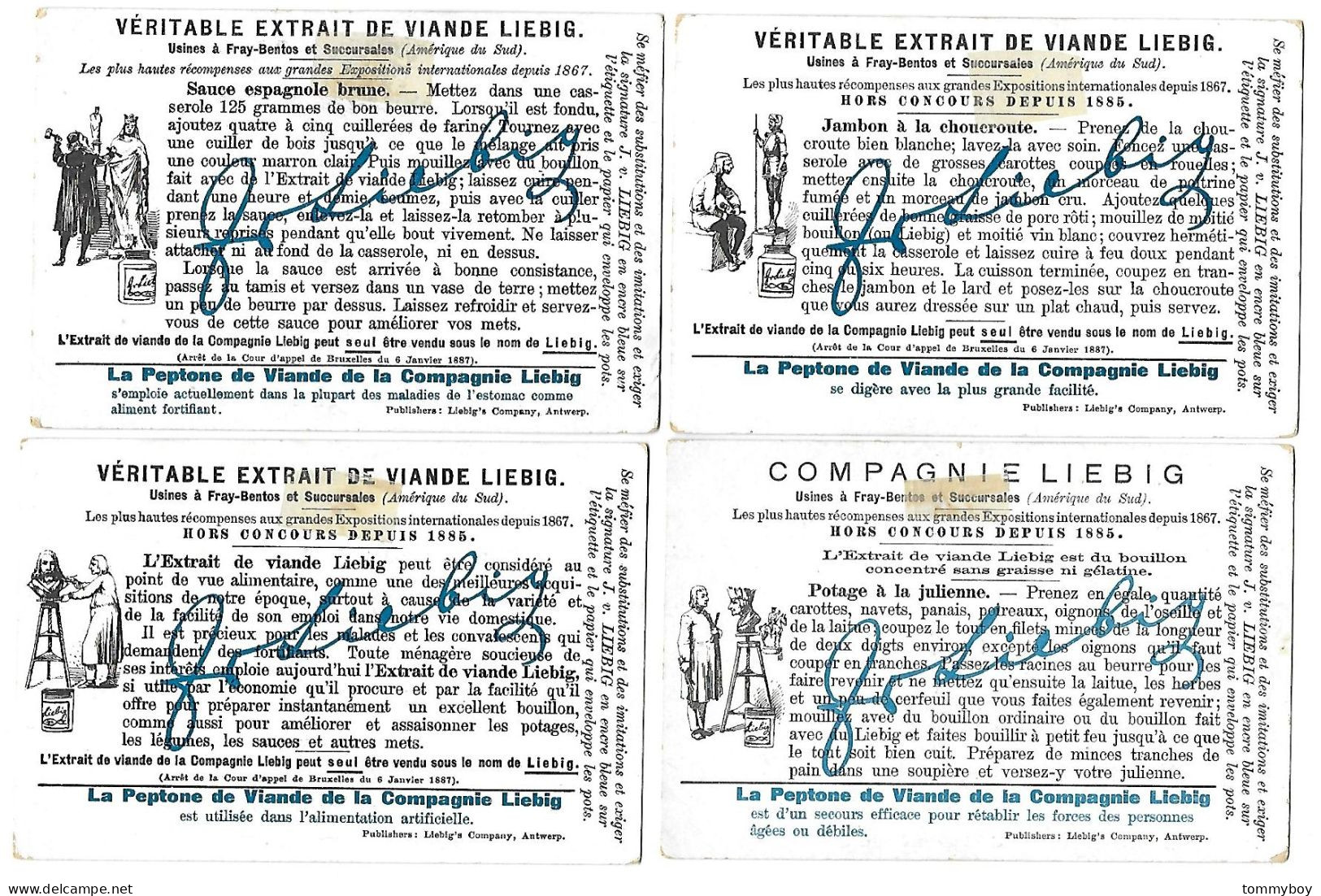 S 534, Liebig 6 Cards, Sculpteurs Célèbres (stickers On The Backsides) (ref B11) - Liebig