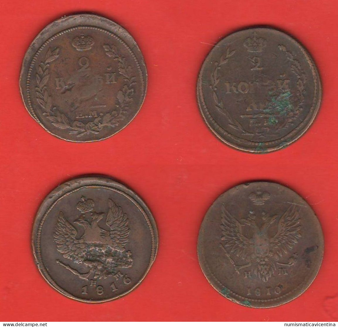 Russia 2 Kopecks 1810 HM + 1816 EM Roussland Tzarist Coin Russie - Russland