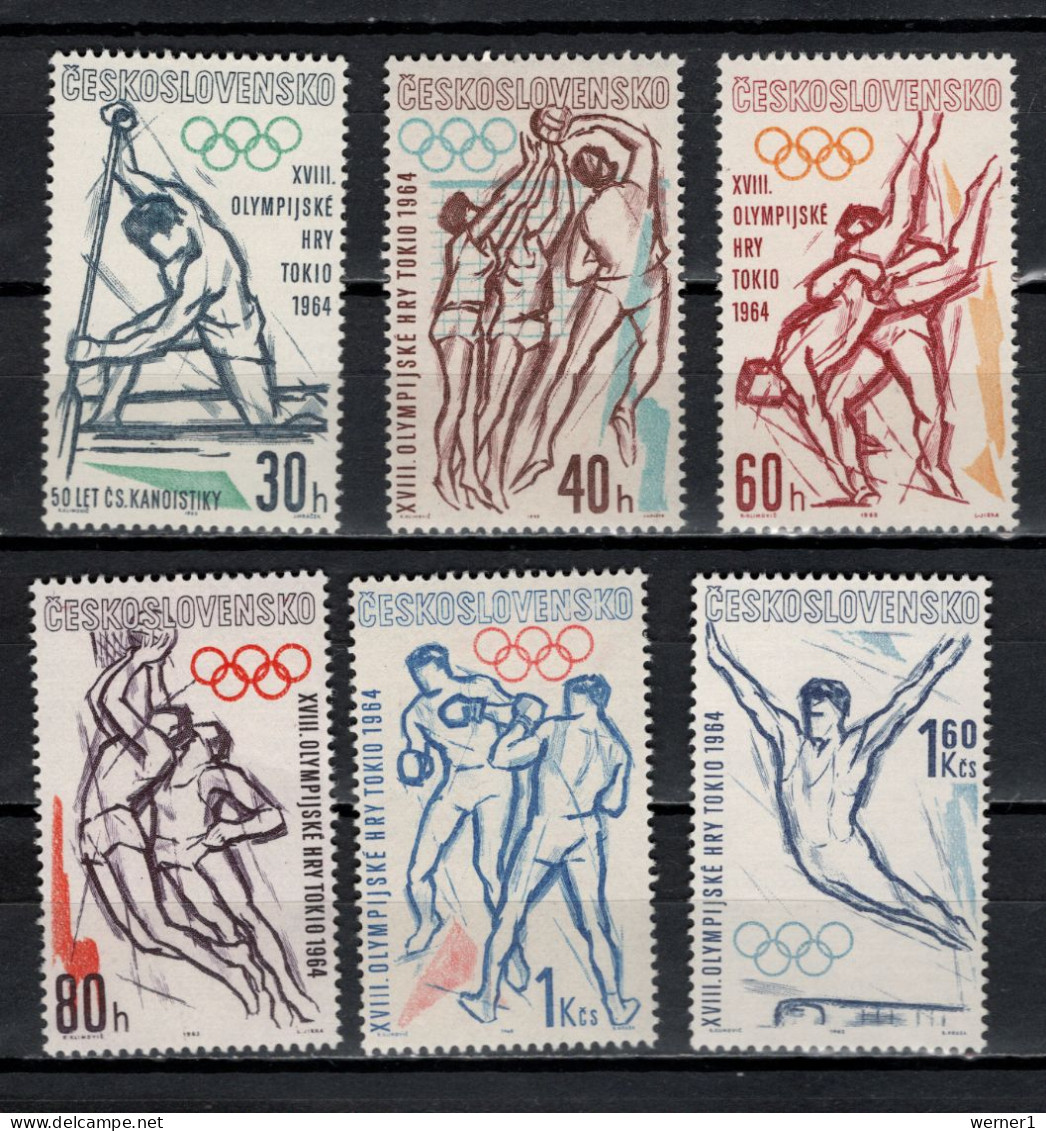 Czechoslovakia 1963 Olympic Games Tokyo, Basketball, Wrestling, Volleyball, Boxing Etc. Set Of 6 MNH - Summer 1964: Tokyo