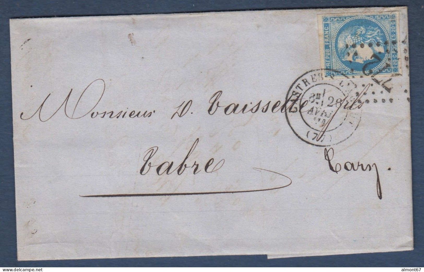Bordeaux N° 46B  Sur Lettre De Castres - Cote 30 € - 1870 Bordeaux Printing