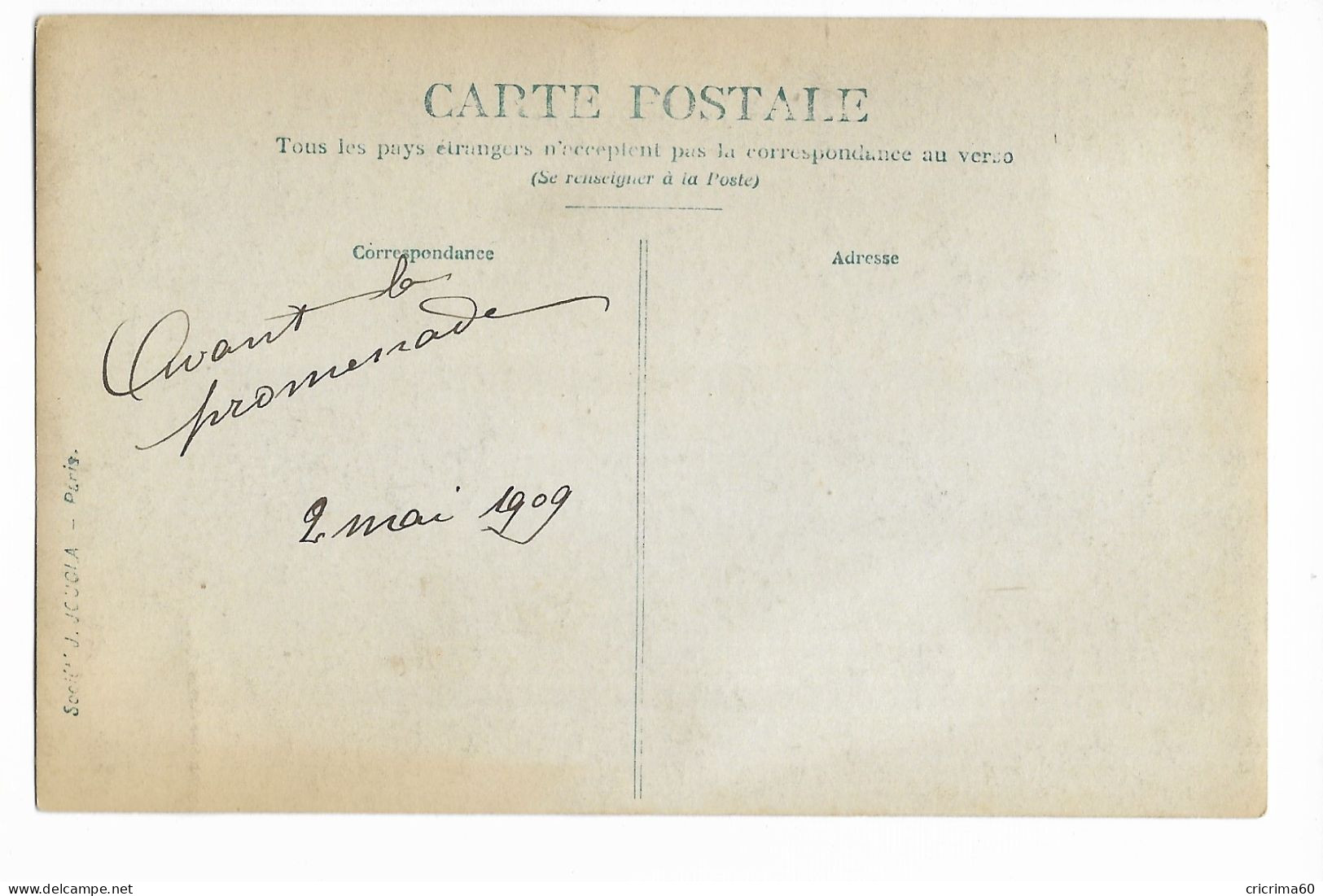 75 - Carte-photo Légendée Au Verso "Avant La Promenade Mai 1909 - Femme Et Fillette Dans Une Poussette. Photo J. JOUGLA. - Other & Unclassified