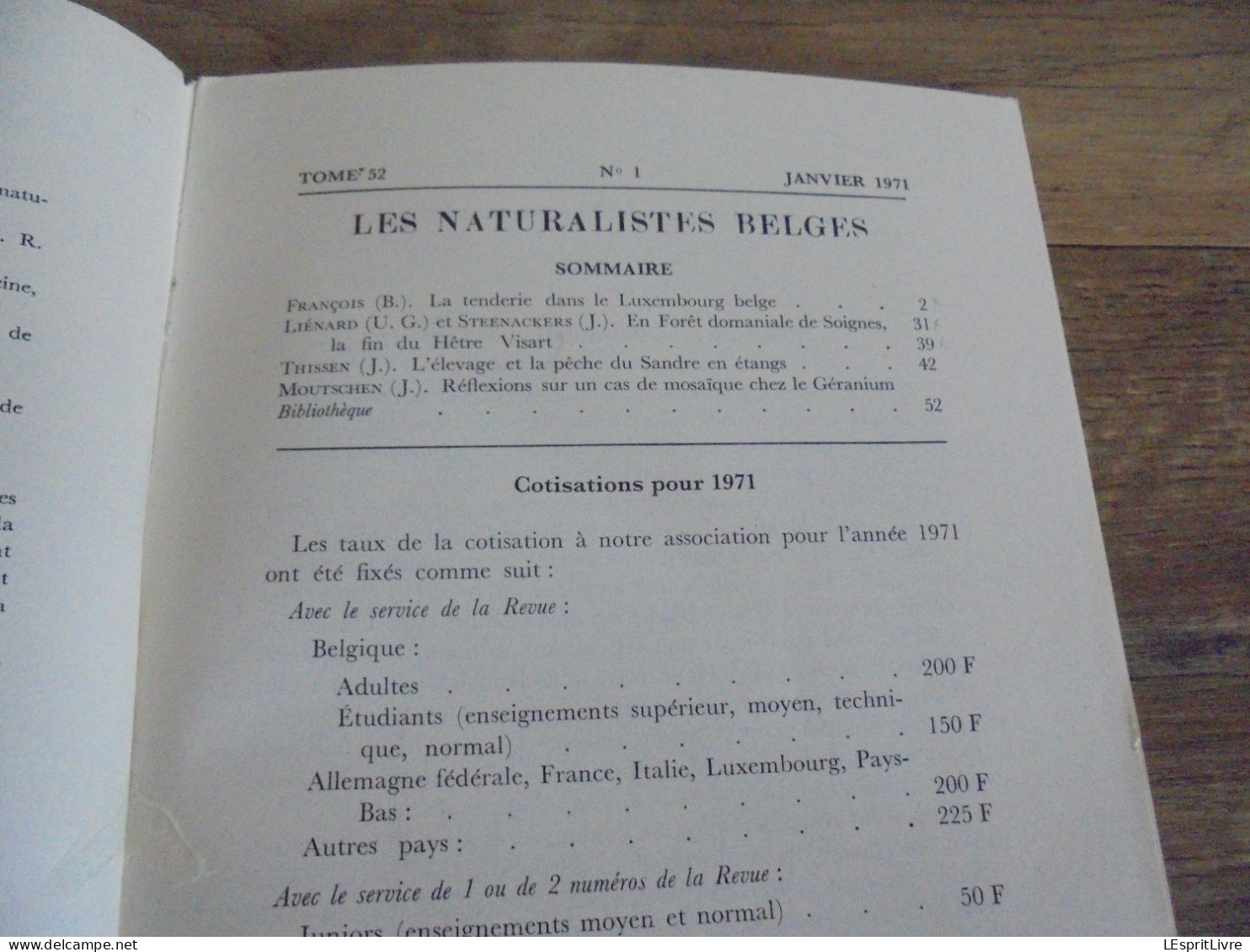 LES NATURALISTES BELGES N° 1 Année 1971 Régionalisme La Tenderie Au Luxembourg Belge Oiseaux Sandre Hêtre Forêt Soignes - Belgium