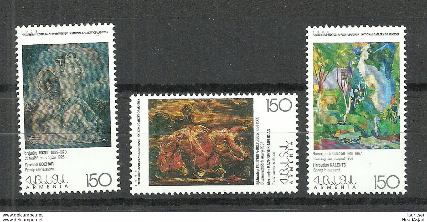 ARMENIEN Armenia 1998 Michel 330 - 332 MNH Kunst Art Malerei Gem√§lde Nationalgalerie - Sonstige & Ohne Zuordnung