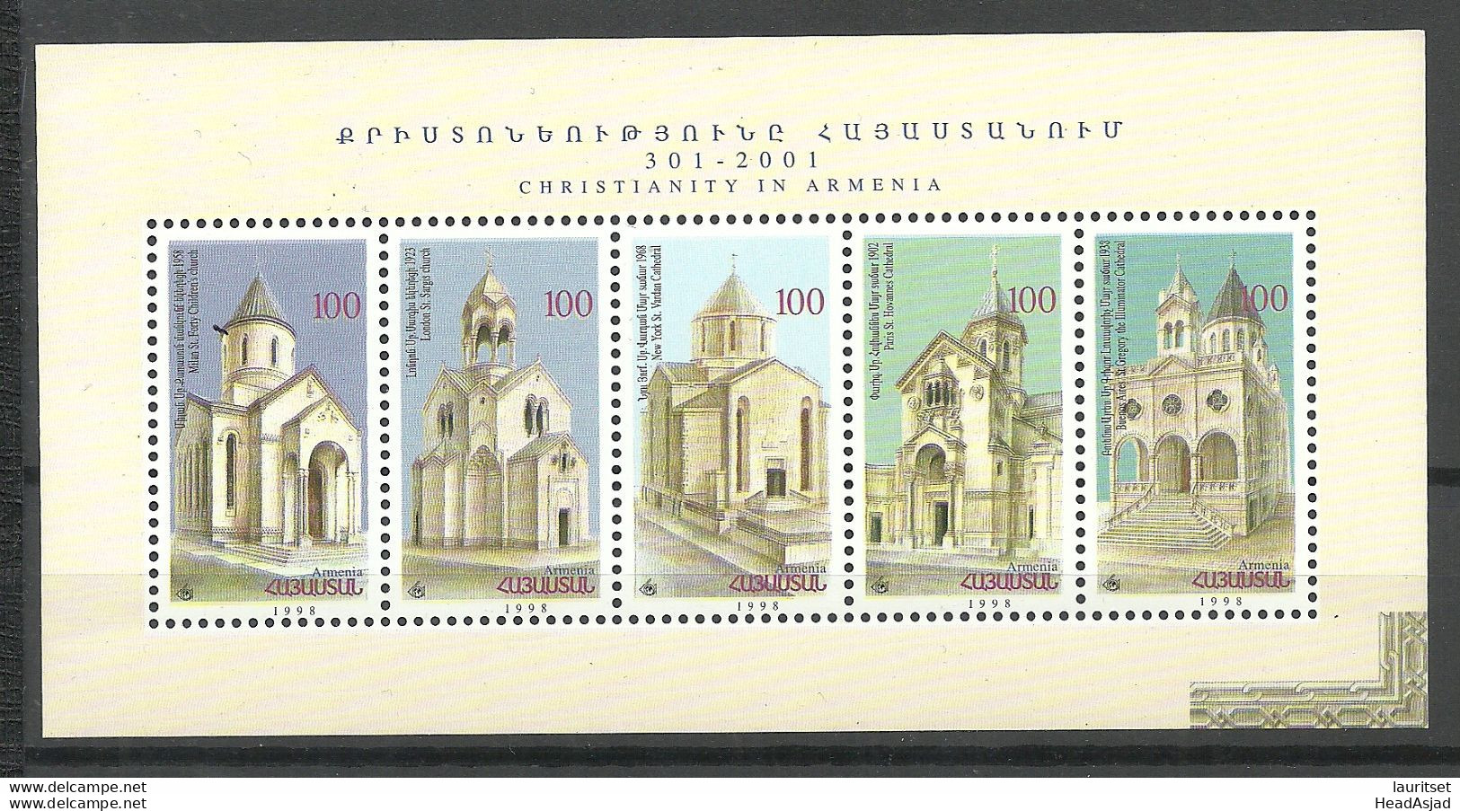 ARMENIEN Armenia 1998 Michel 341 - 345 MNH Kleinbogen Kirchen Churches - Churches & Cathedrals