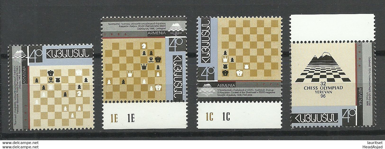 ARMENIEN Armenia 1996 Michel 293 - 296 MNH Chess Schach - Echecs