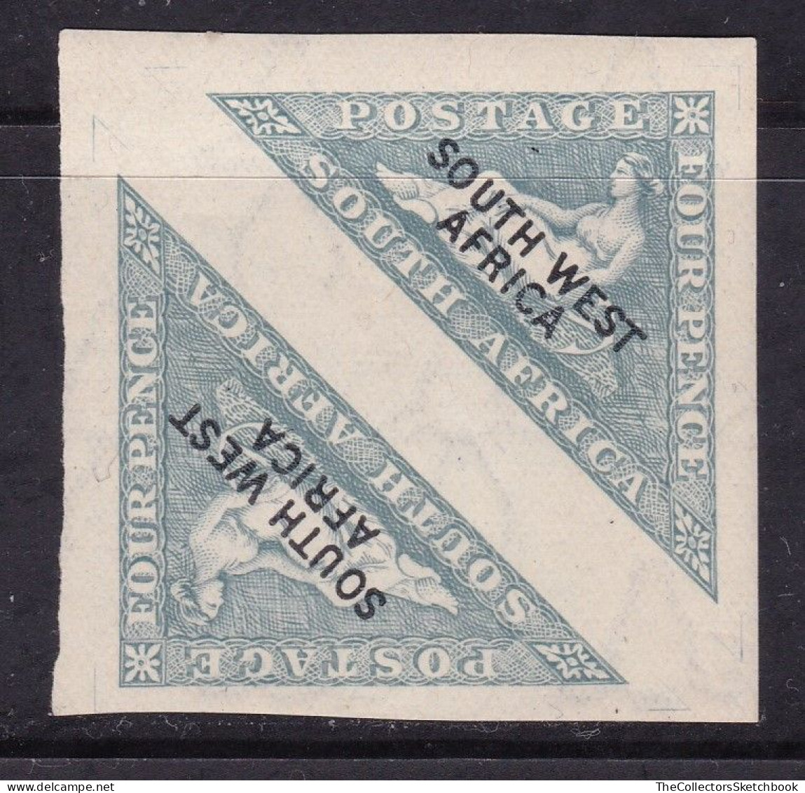 South West Africa 4d Grey Blue Good Mint Pair Sg 44A - South West Africa (1923-1990)