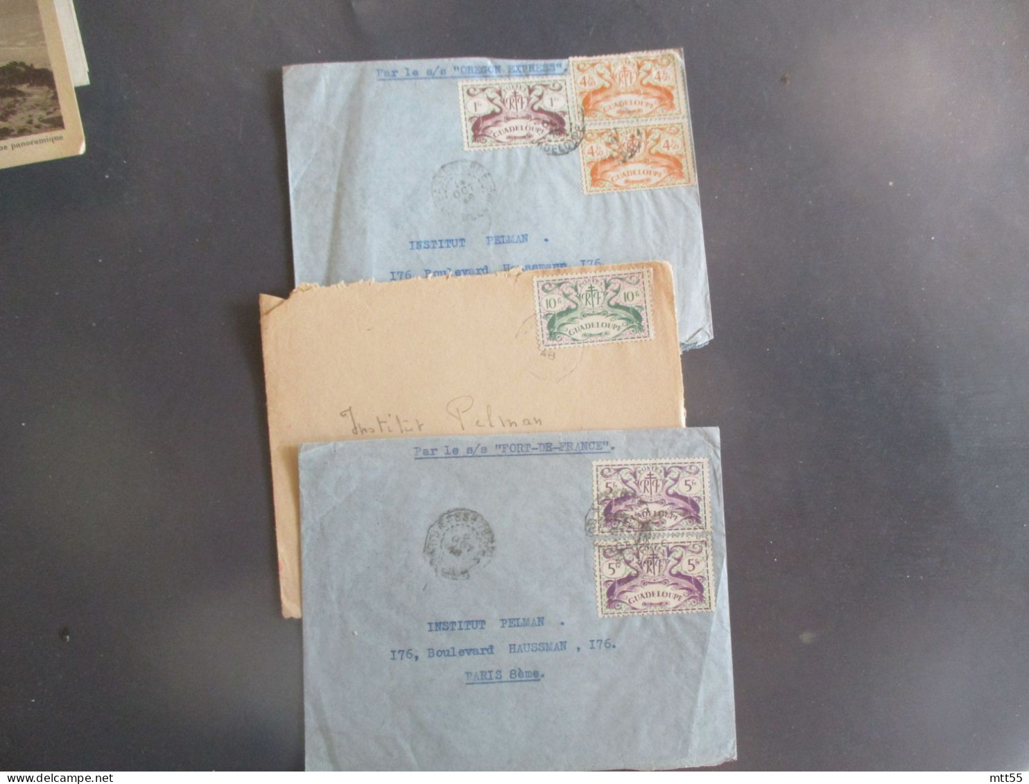 GUADELOUPE LOT DE 3 LETTRE AFFRANCHISSEMENT TIMBRE GUADELOUPE  6 TIMBRES - Briefe U. Dokumente