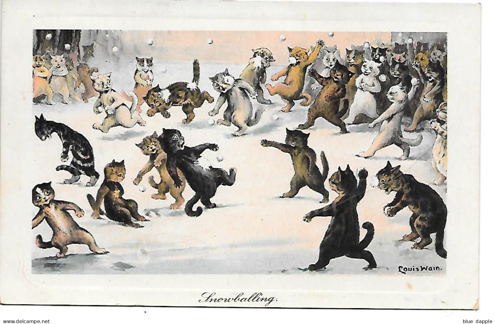 Illustrator - Louis Wain - Cats Snowballing, Les Chats Font Boule De Neige, Cat, Katze, Gatto, Chat, Playing In Snow - Wain, Louis