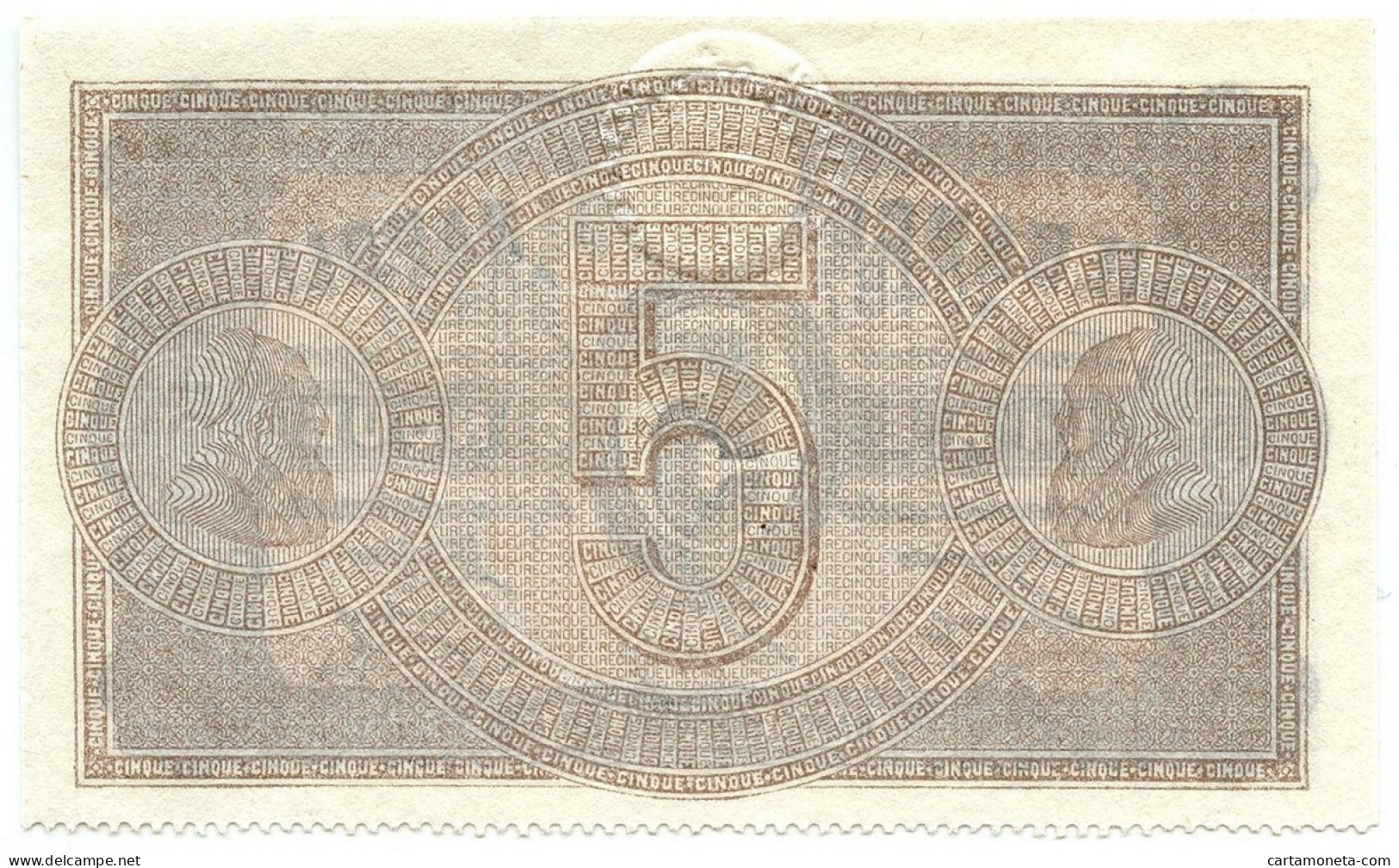 5 LIRE BANCO DI NAPOLI FEDE DI CREDITO 01/10/1870 QFDS - Andere & Zonder Classificatie