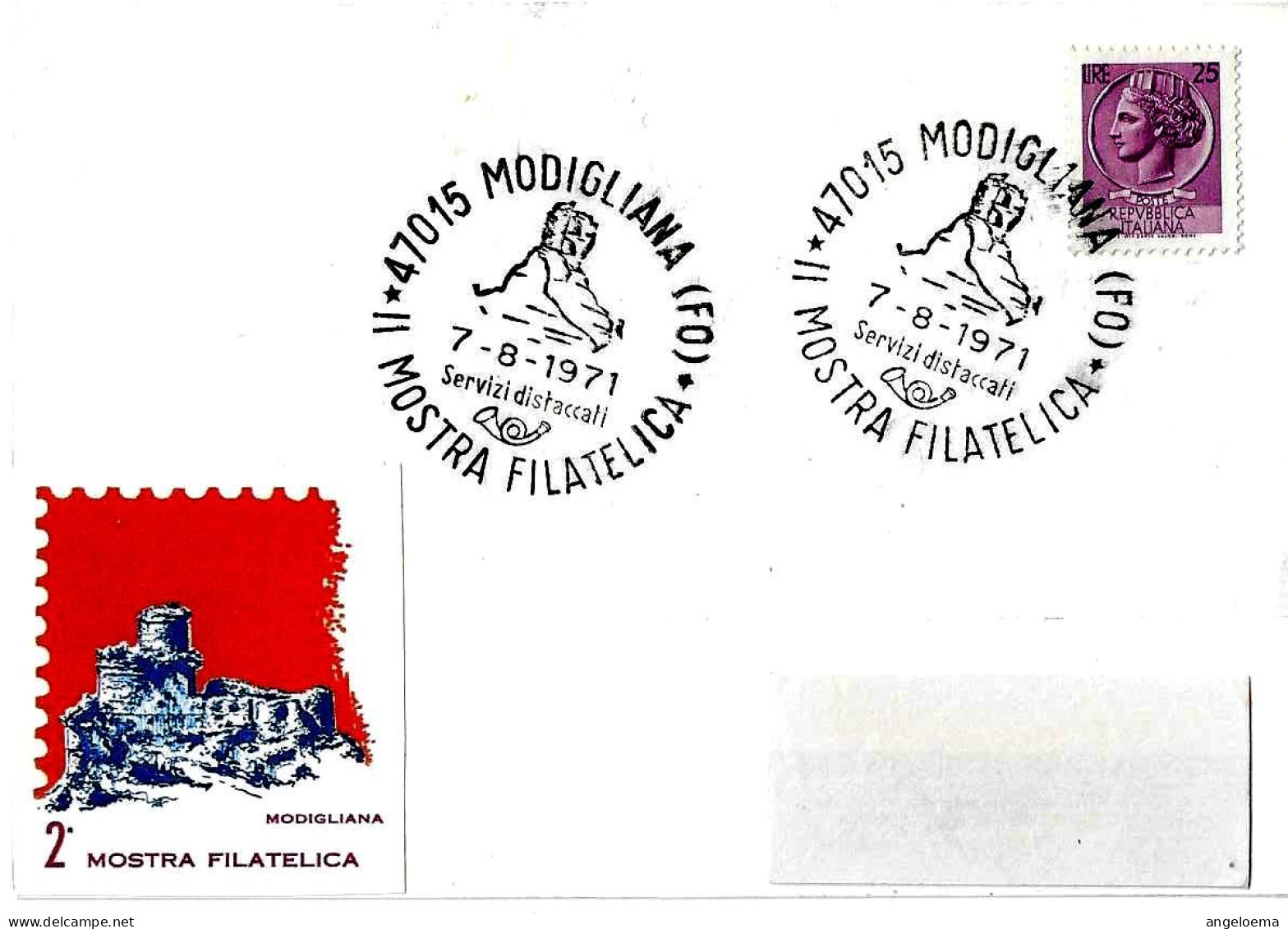 ITALIA ITALY - 1971 MODIGLIANA (FO) 2^ Mostra Filatelica (rocca Dei Guidi) - 120 - Castles