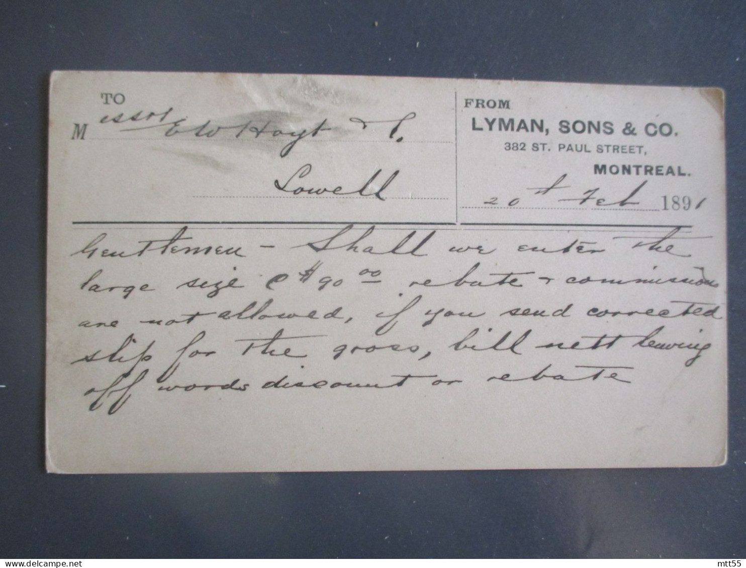 CANADA LYMAN SONS ET CO MONTREAL ENTIER POSTAL 1891 CANADA POST CARD - Briefe U. Dokumente