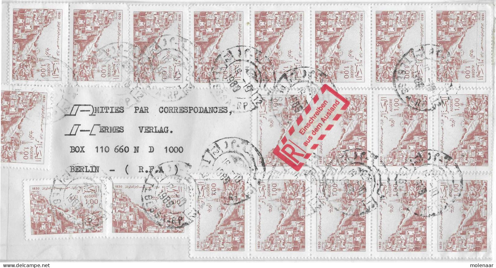Postzegels > Afrika > Algerije (1962-...)>aangetekende Luchtpostbrief  Met 20 Postzegels  (17801) - Algeria (1962-...)