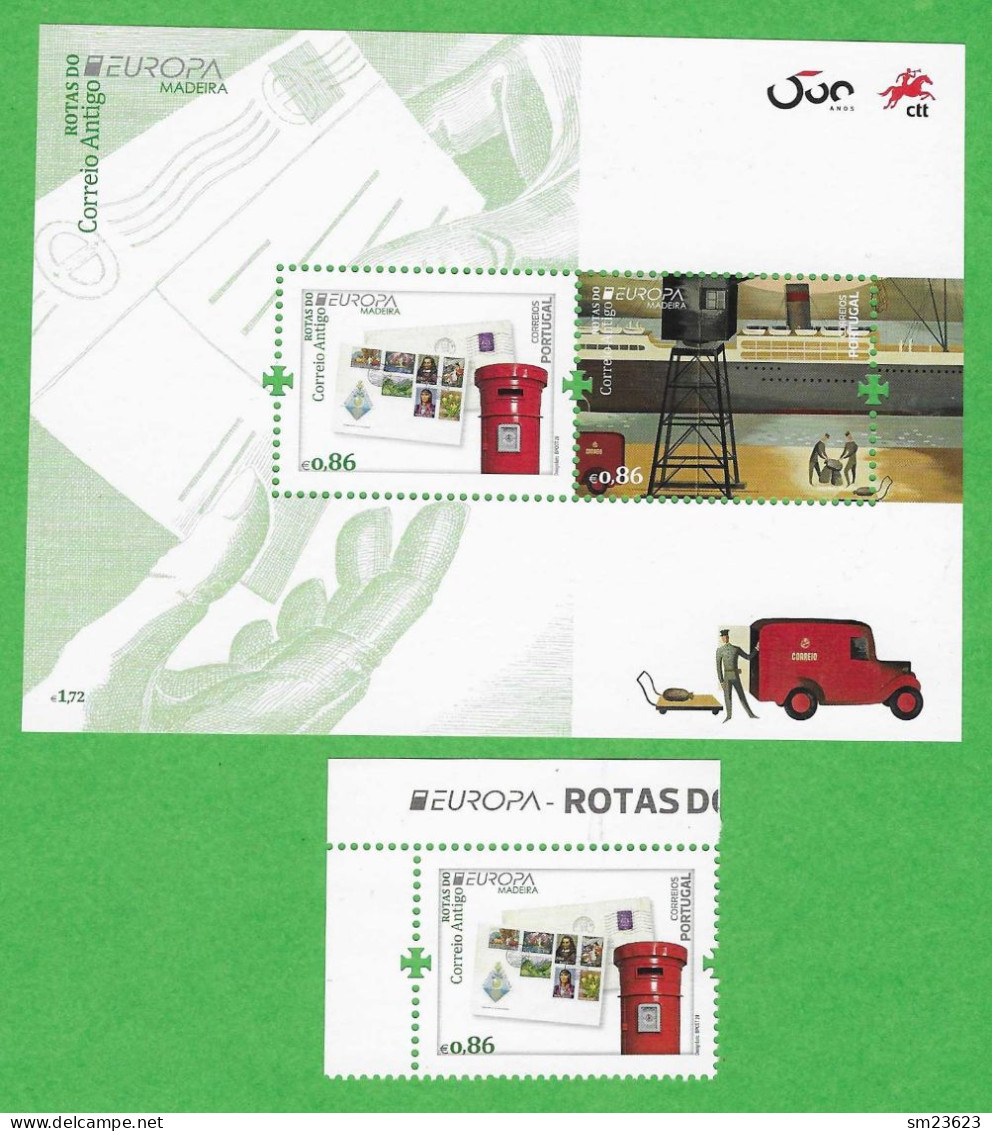 Portugal / Madeira  2020 , EUROPA CEPT Rotas Do Correio Antigo / Postwege - Sheet + Stamp - Postfrisch / MNH / (**) - 2020