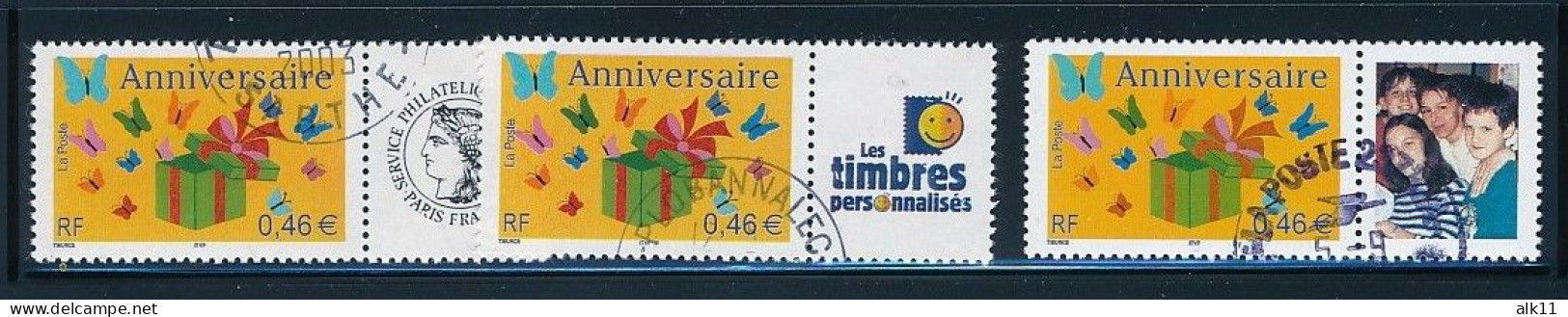 France 2002 - 3480A+Aa Trois Timbres Anniversaire Personnalisés - Oblitéré - Oblitérés