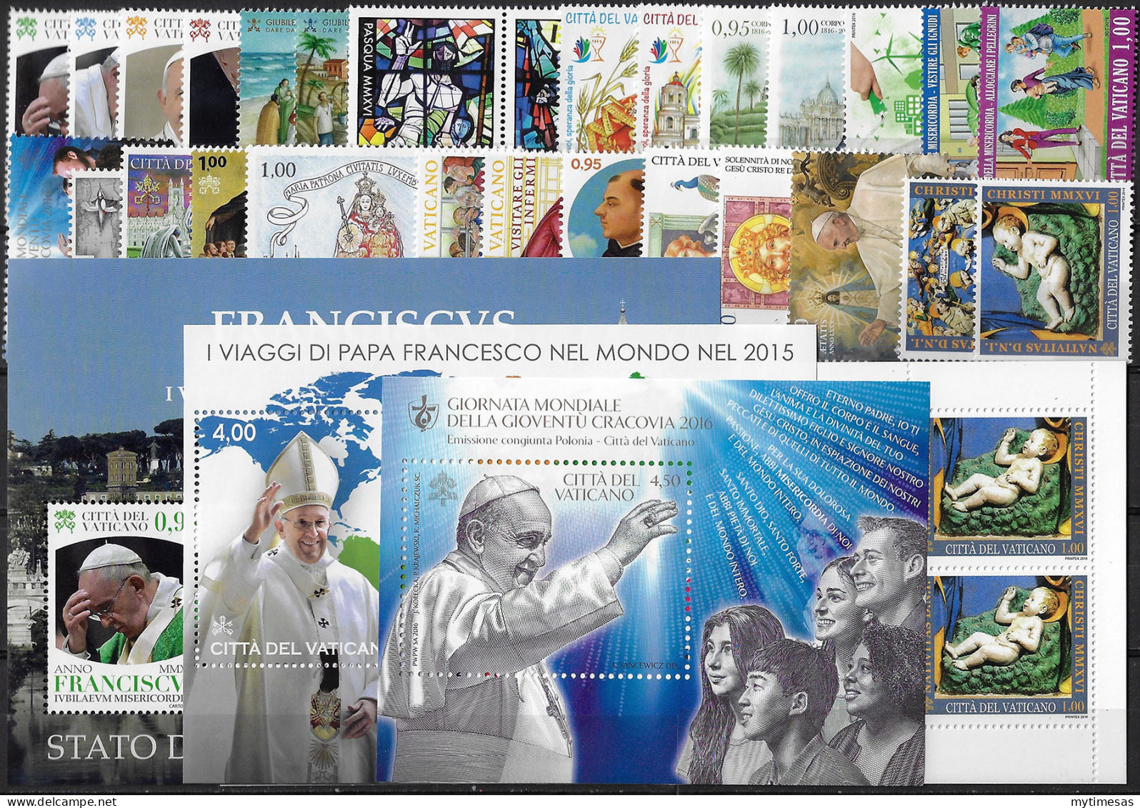 2016 Vaticano Complete Year 28v.+3MS+1booklet MNH - Autres & Non Classés
