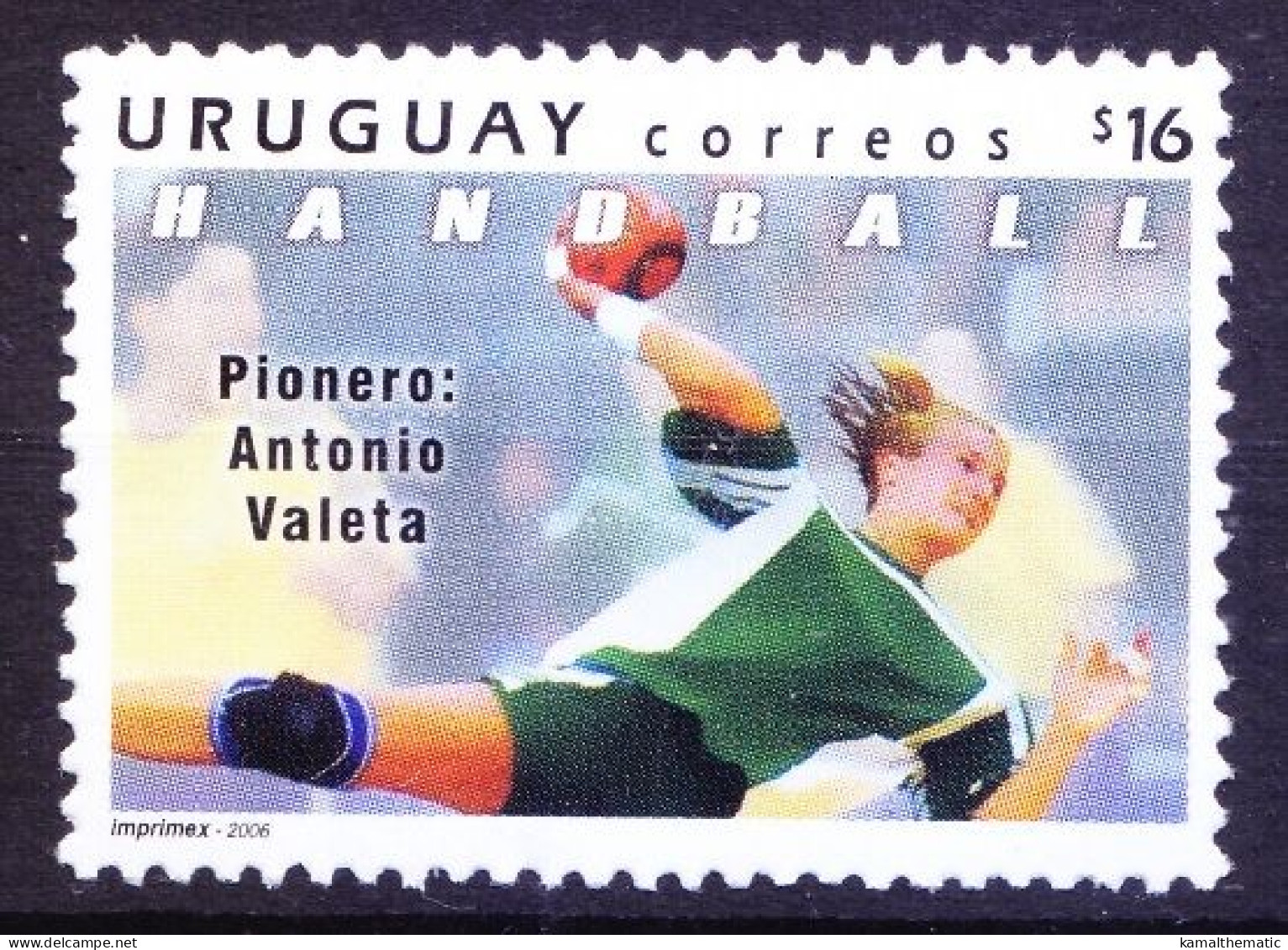 Uruguay 2006 MNH, Handball, Sports, Pioneer Antonio Valetta - Handball