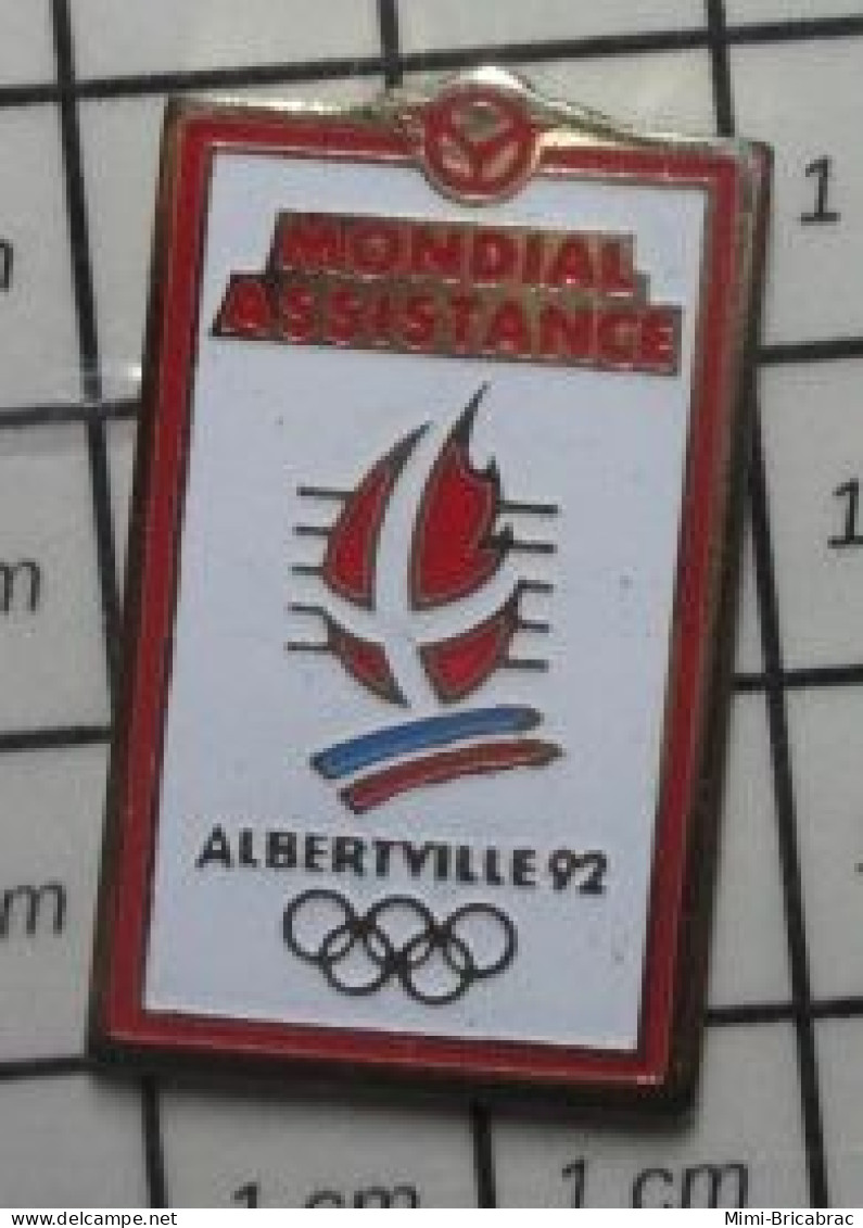 811H Pin's Pins / Beau Et Rare / JEUX OLYMPIQUES / ALBERTVILLE 1992 MONDIAL ASSISTANCE - Jeux Olympiques