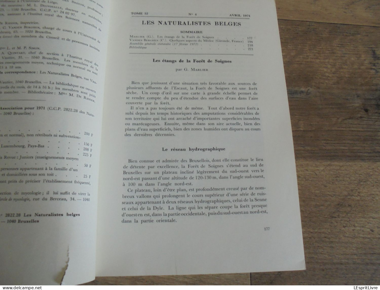 LES NATURALISTES BELGES N° 4 Année 1971 Régionalisme Les Etangs De La Forët De Soignes Médoc France Botanique - België
