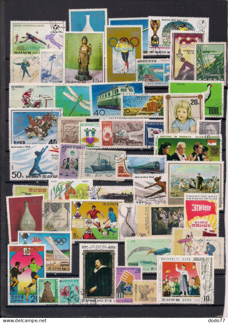 50 TIMBRES  COREE    OBLITERES TOUS DIFFERENTS - Collections (without Album)