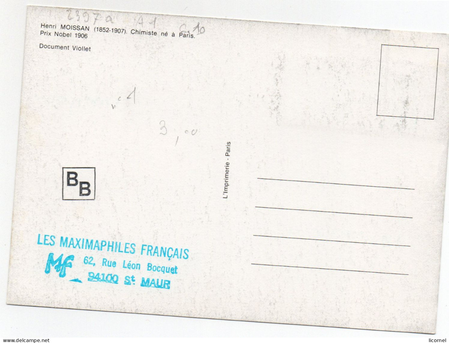 Carte  Maxi  1986 Premier Jour/HENRI MOISSAN - 1980-1989