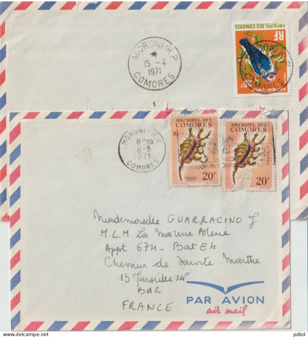FT 09 . Affranchissement . 2 Enveloppes . Archipel Des Comores . - Isole Comore (1975-...)