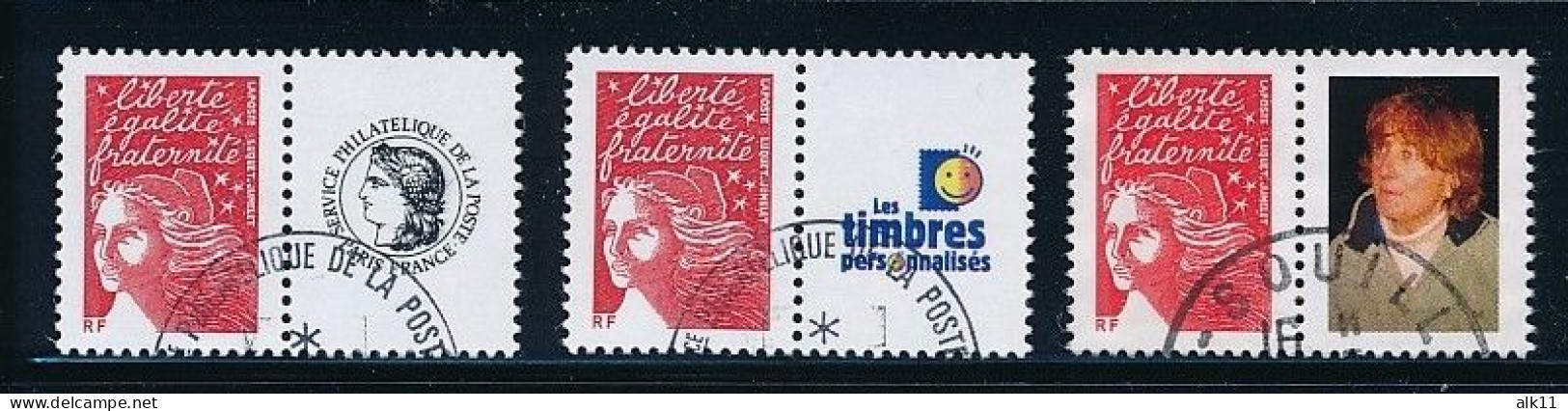 France 2003 - 3587A+Aa Trois Timbres Marianne Du 14 Juillet Personnalisé - Oblitéré - Oblitérés