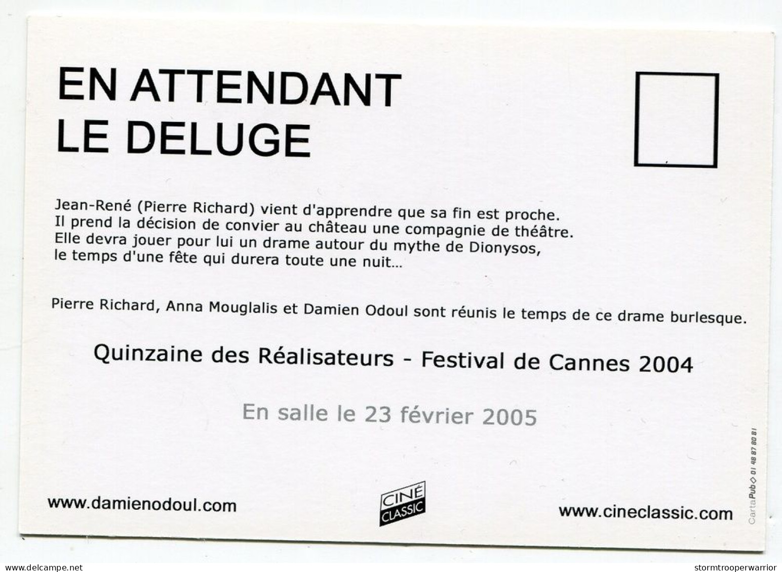 Film En Attendant Le Déluge - Pierre Richard Anna Mouglalis Damien Odoul - Afiches En Tarjetas