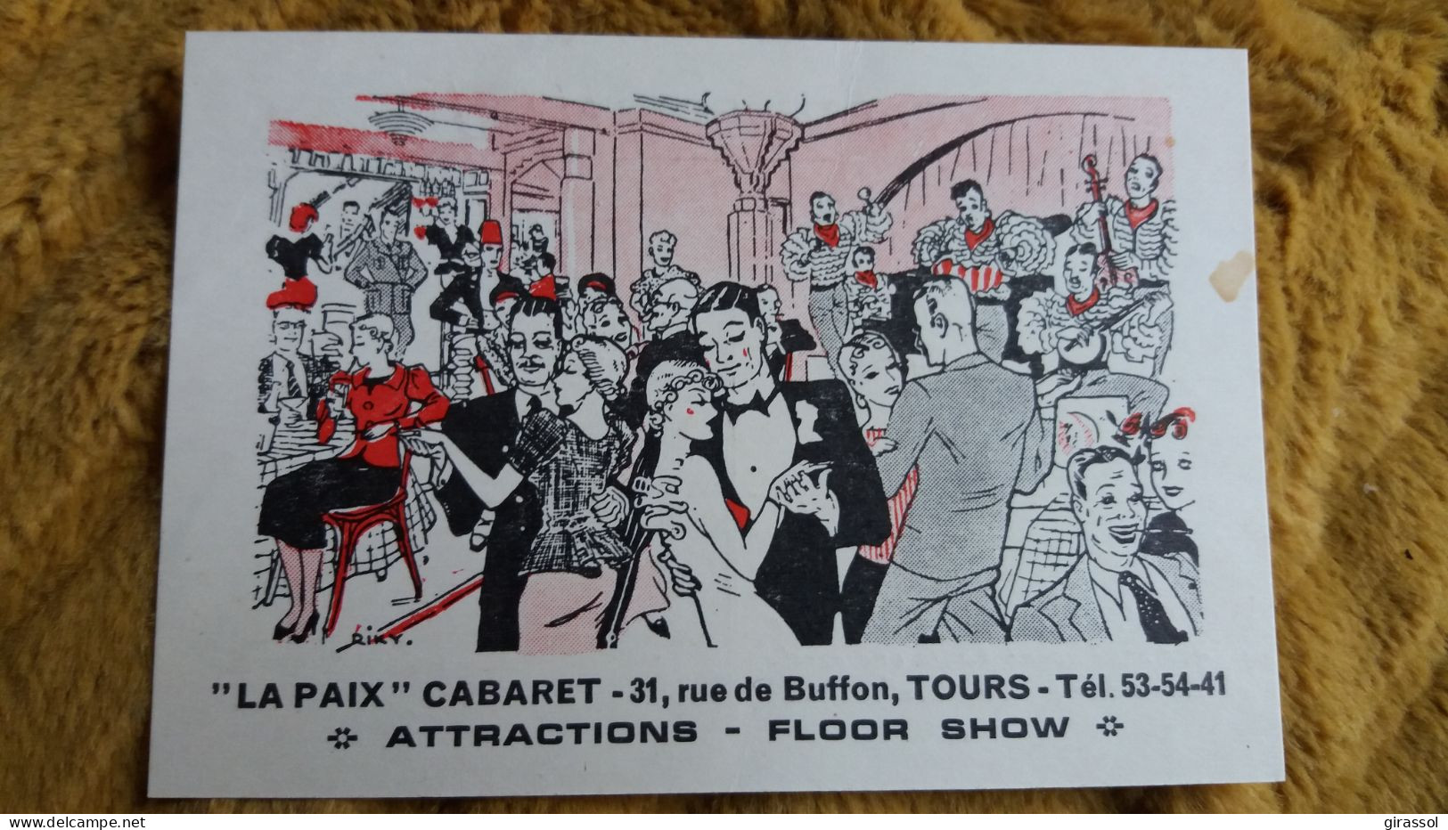 CPA LA PAIX CABARET 31 RUE BUFFON TOURS 37 ATTRACTIONS FLOOR SHOW  DESSIN RIKY - Inns