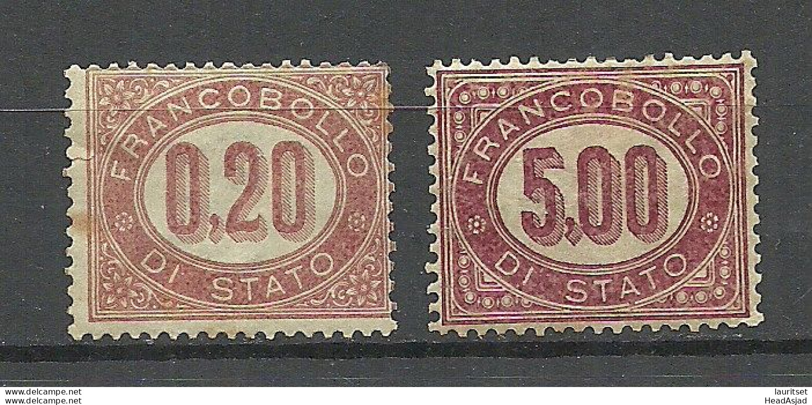 ITALY Italia 1875 Michel 3 & 7 * Dienstmarken Duty Tax Francobollo Di Stato - Officials