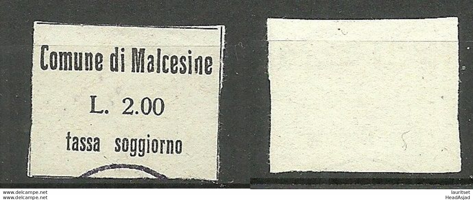 ITALIA ITALY Commune Di Malcesine Local City Revenue Tax Stamp Tassa Di Soggiorno 2.00 L. O - Fiscaux