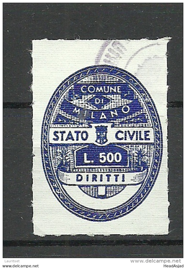 ITALIA ITALY Comune Di Milano Local Tax Stamp Stato Civile 500 L. O - Unclassified