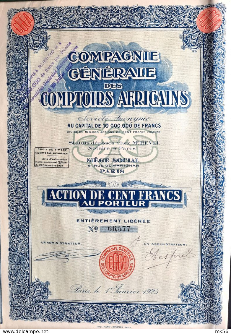 Compagnie Générale Des Comptoirs Africains - 1925 - Paris - Africa