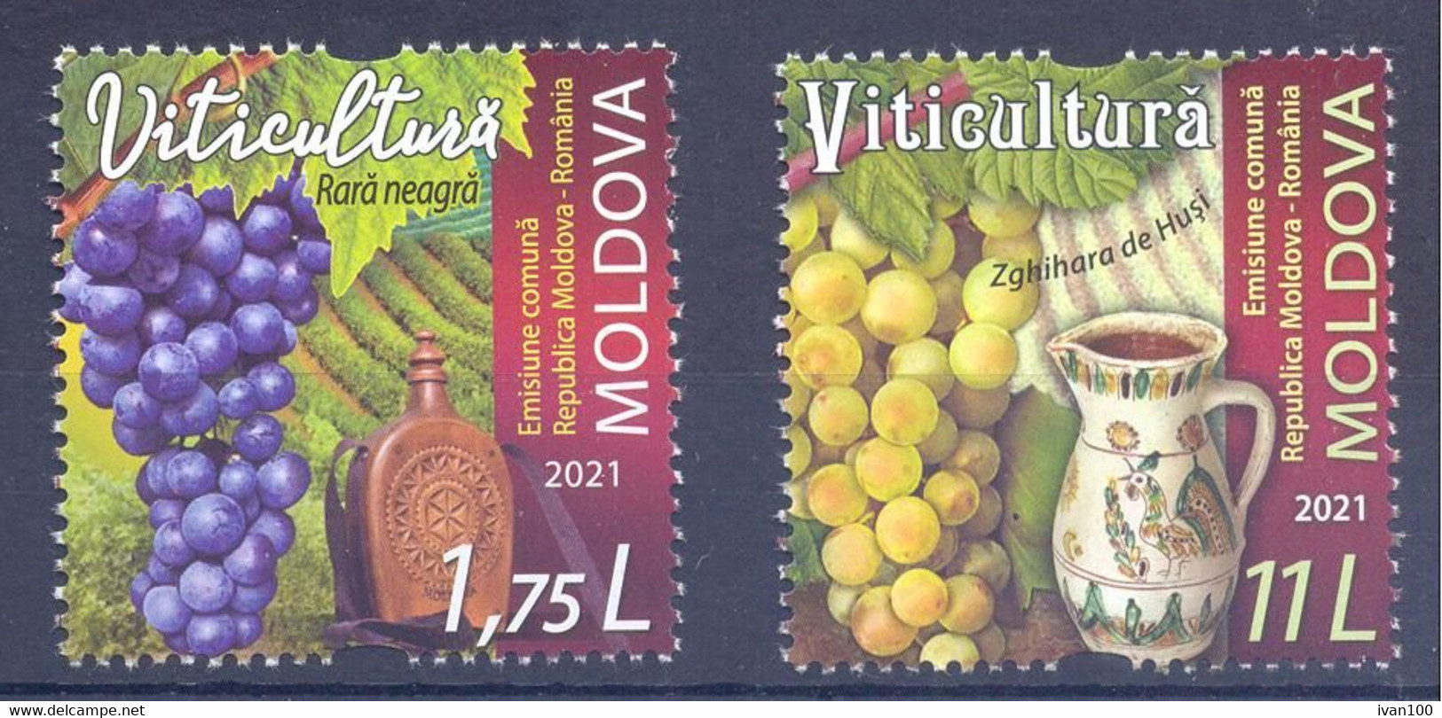 2021. Moldova, Viticulture, Joint Issue With Romania, 2v, Mint/** - Moldova