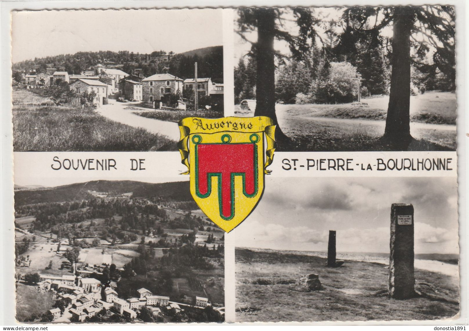 Souvenir De ST-PIERRE-la-BOURLONNE (63) Divers Aspects, Blason 105x150 Dentelée Glacée - Timbrée 1958 - Sonstige & Ohne Zuordnung