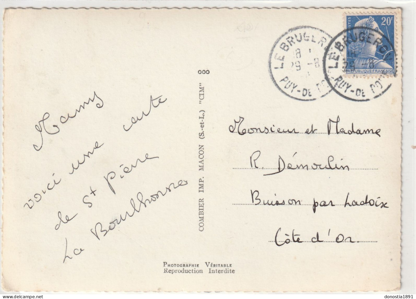 Souvenir De ST-PIERRE-la-BOURLONNE (63) Divers Aspects, Blason 105x150 Dentelée Glacée - Timbrée 1958 - Other & Unclassified