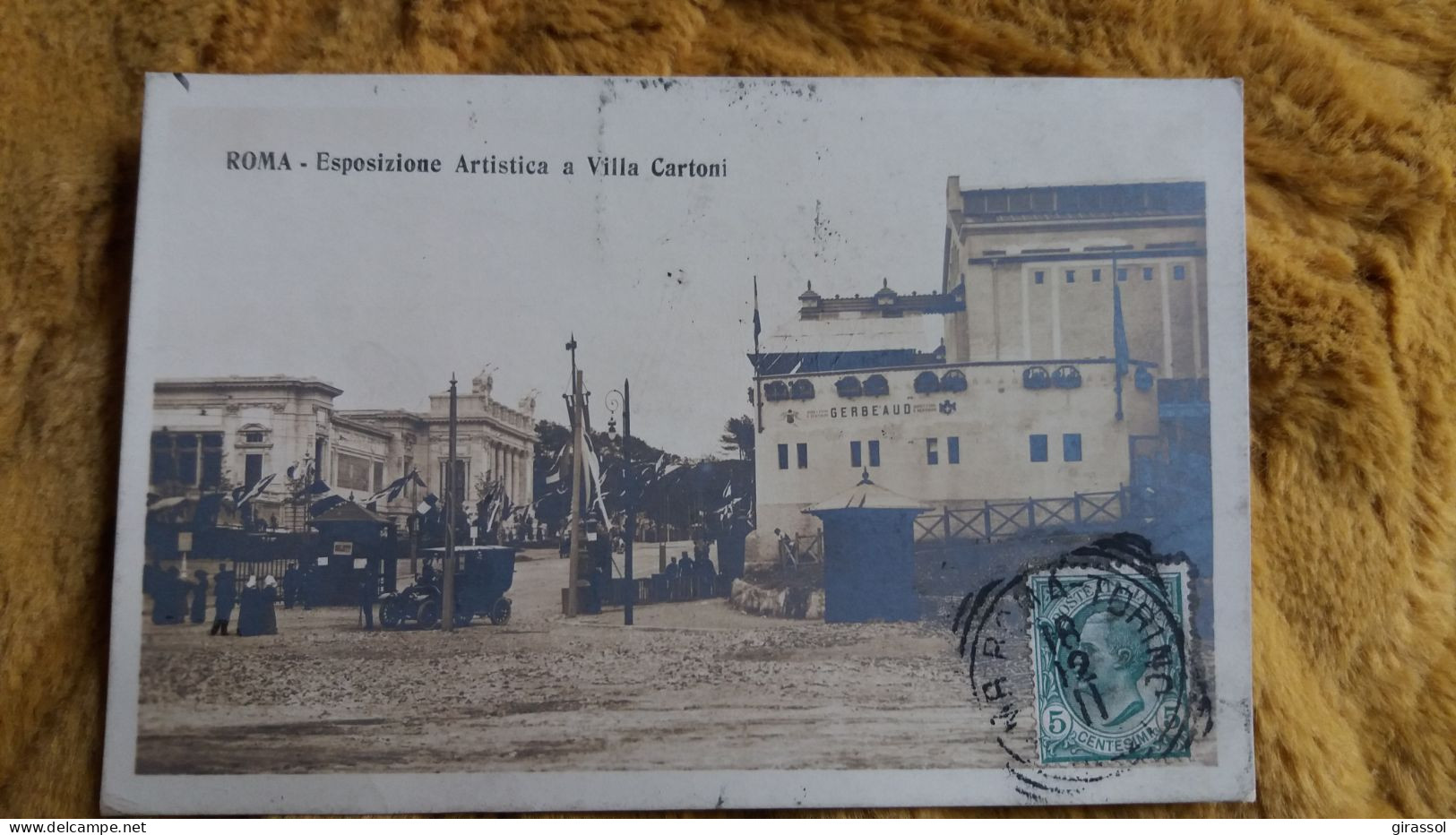 CPA ROMA ESPOSIZIONE ARTISTICA A VILLA CARTONI 1911 ROME EXPOSITION AUTO VOITURE TACOT - Exposiciones