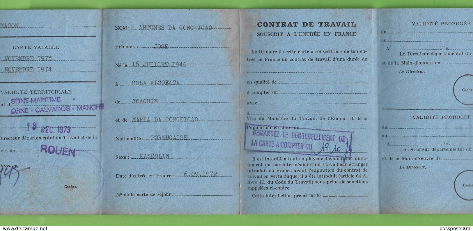 France - Carte Temporaire De Travail - Passport - Passeporte - Reisepass - Unclassified