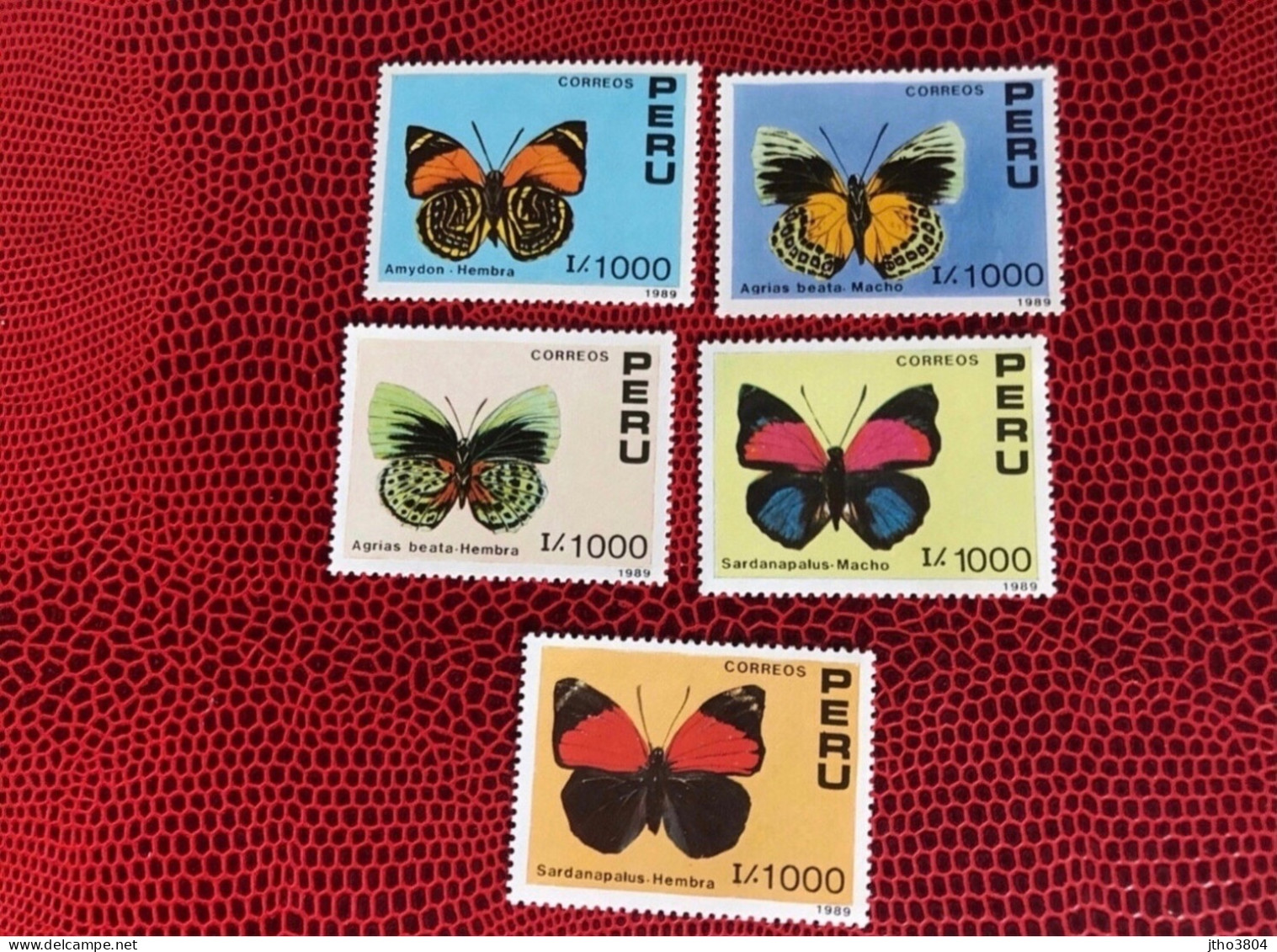 PÉROU PERU 1989 5v Neuf MNH ** Mi 1419 1423 Farfalle Papillons Butterflies Mariposas Schmetterlingef - Butterflies