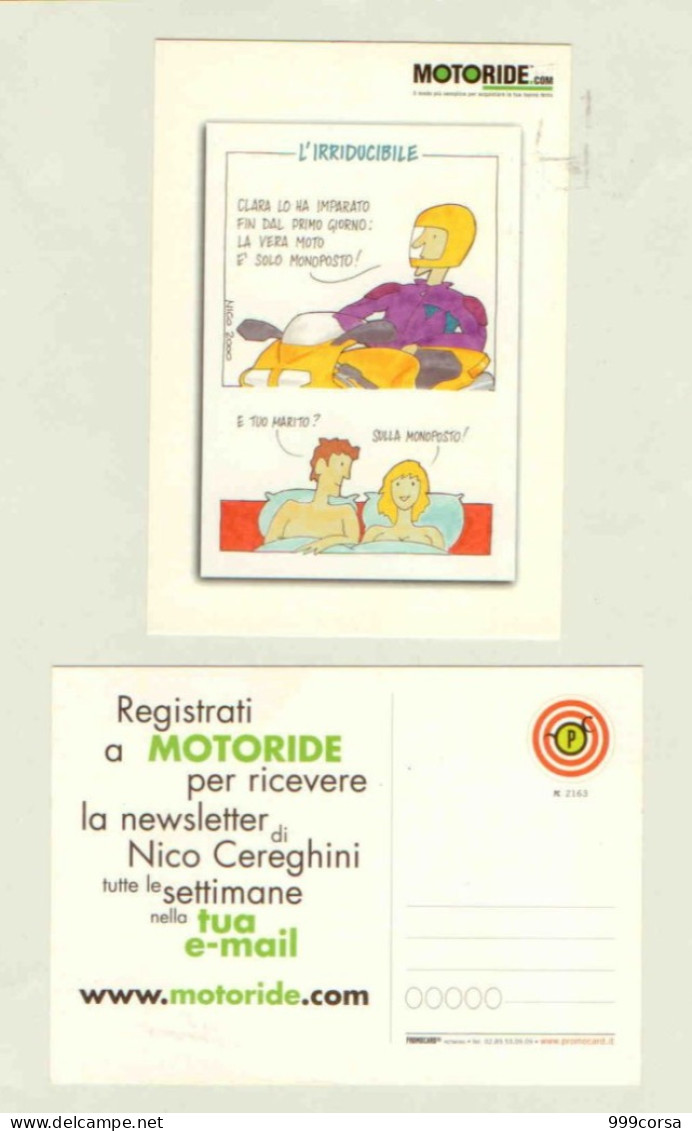 (40) Promocard 2163, Moto, Motoride, Fumetti (1 Cart Fronte-retro) - Publicité